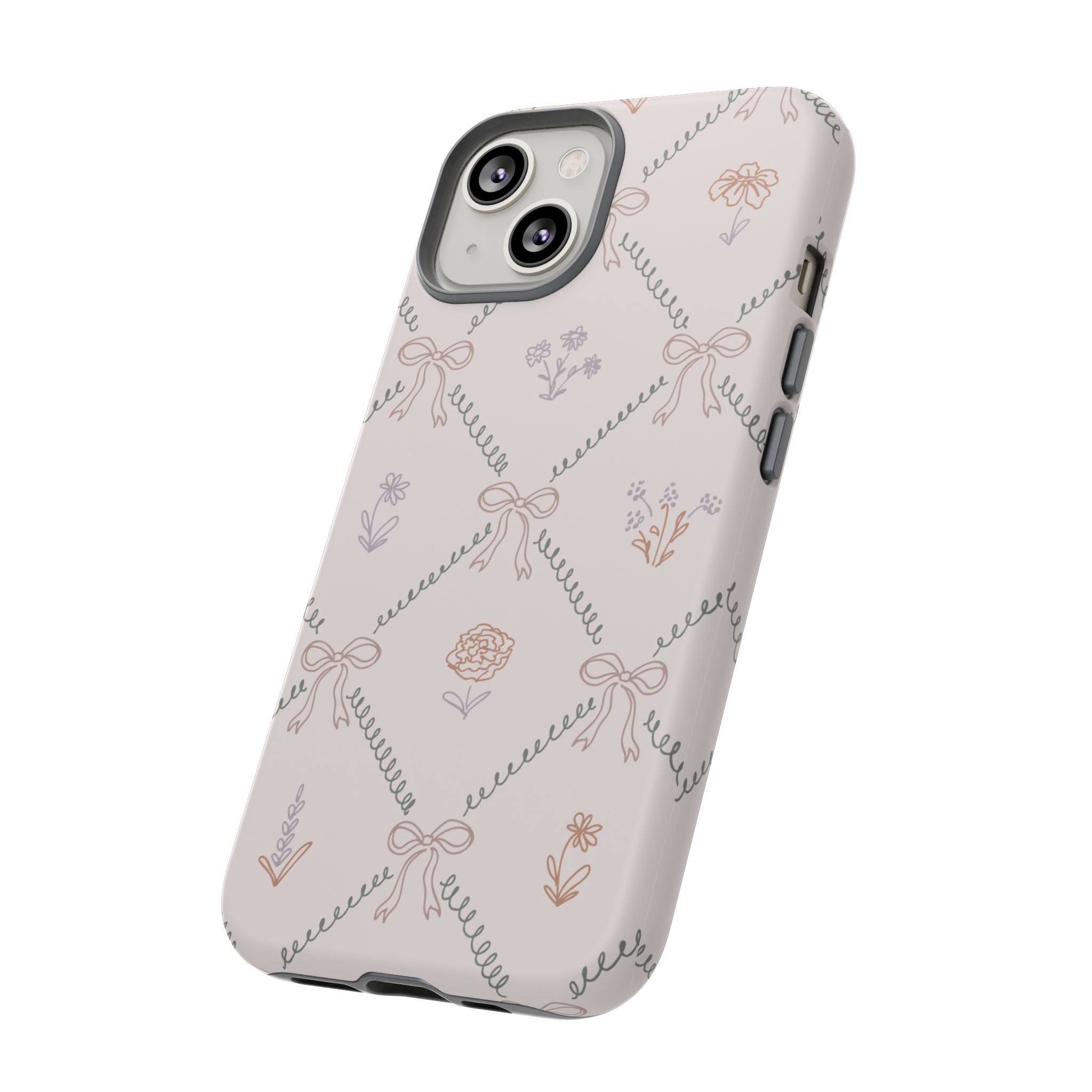 Floral Bow Pattern Tough iPhone Case