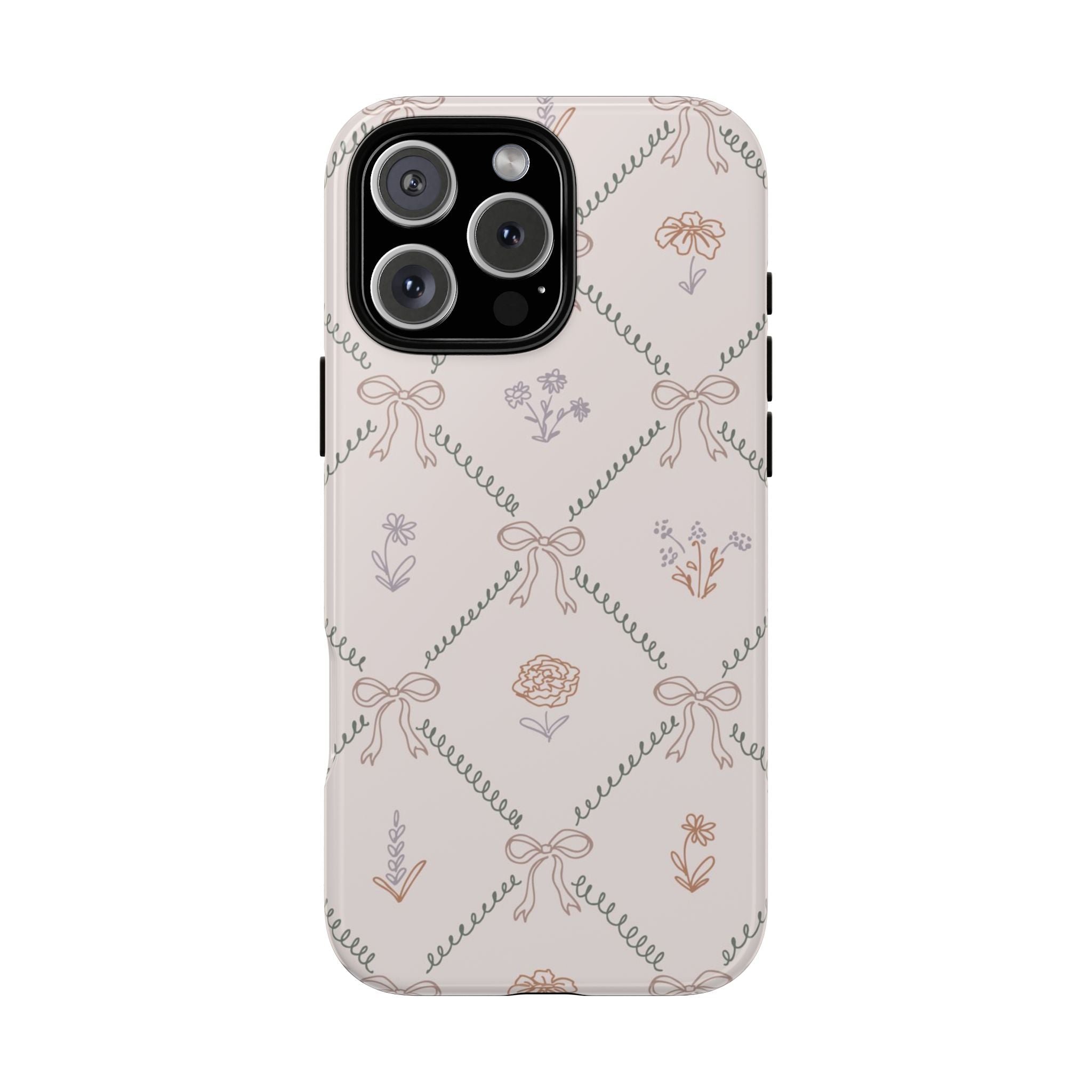 Floral Bow Pattern Tough iPhone Case