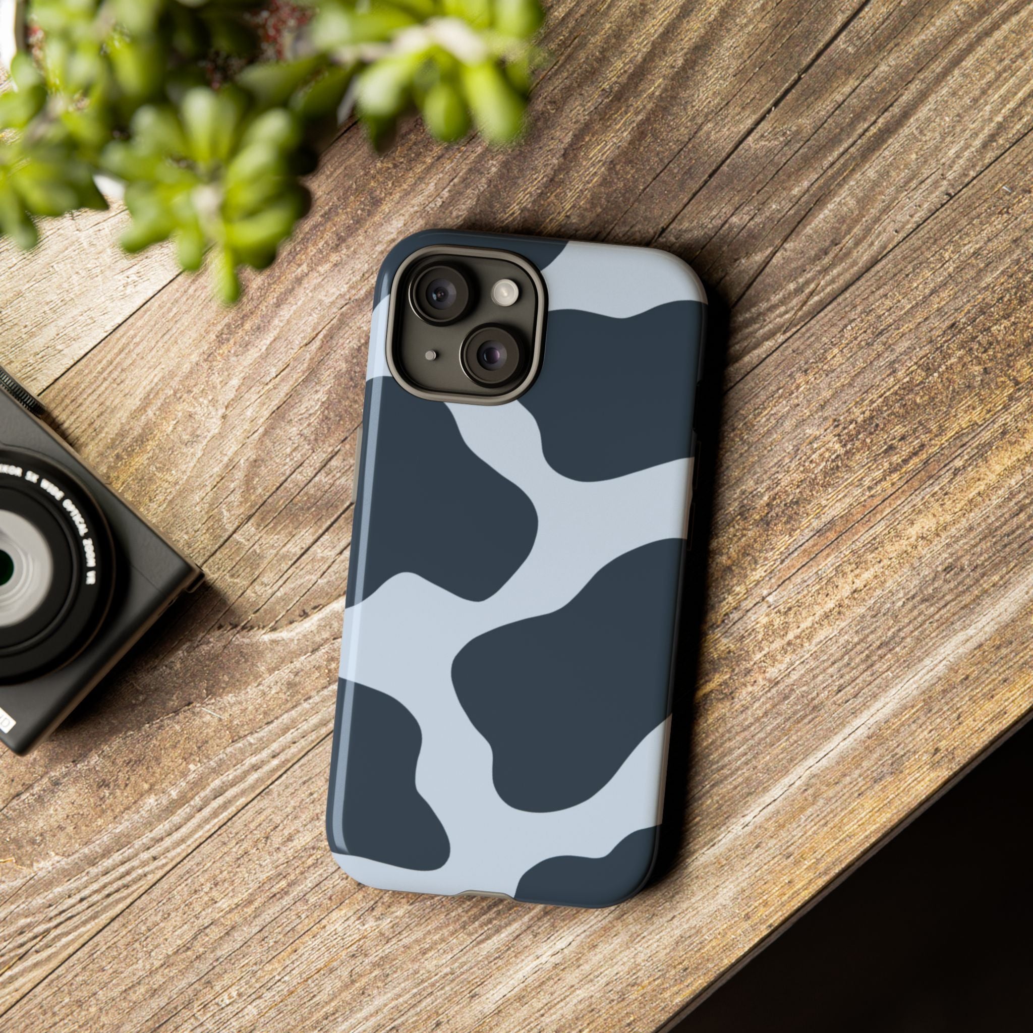Cow Print Tough iPhone Case — Blue Black Abstract Pattern