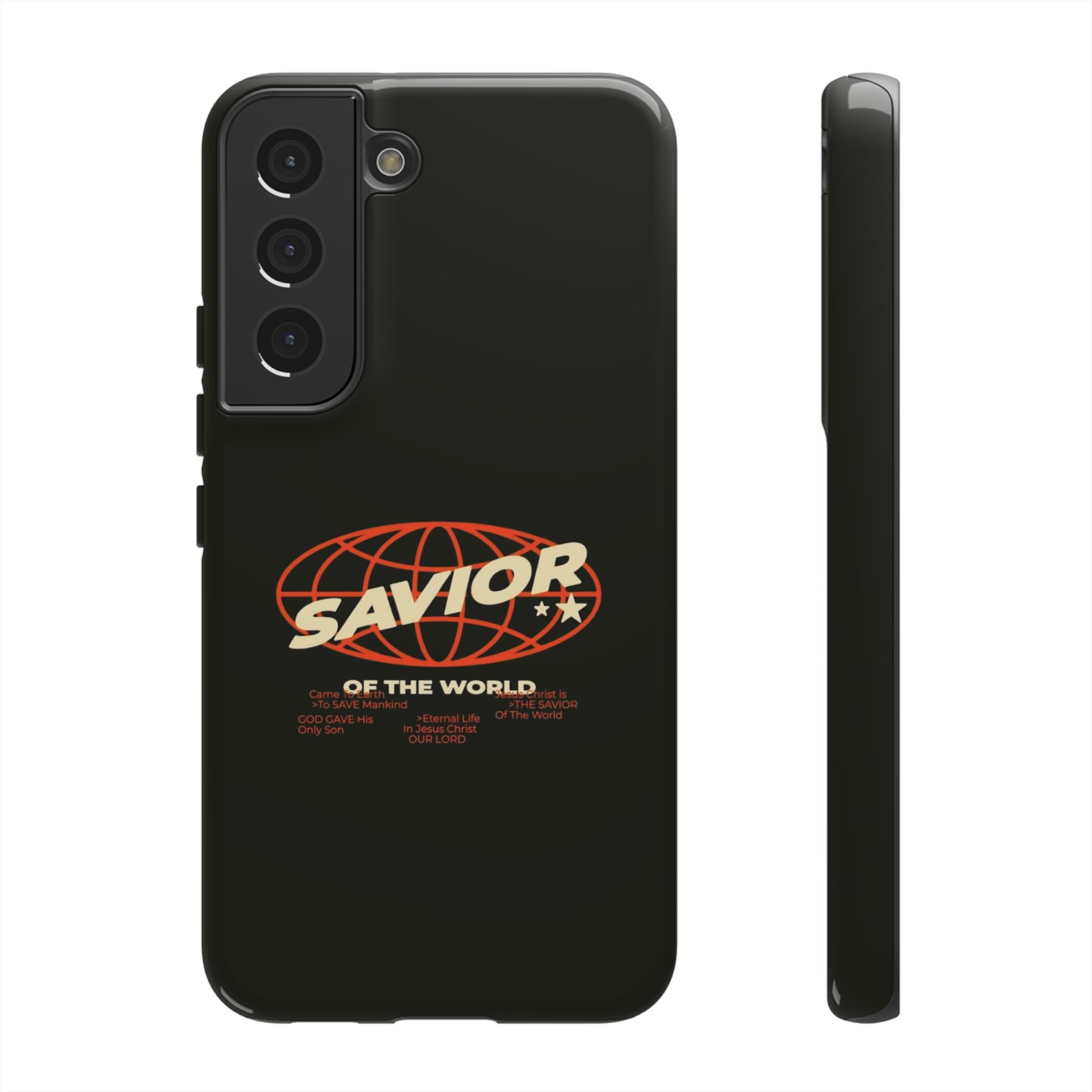 Savior of the World Black Protective Phone Case — Retro Globe Design