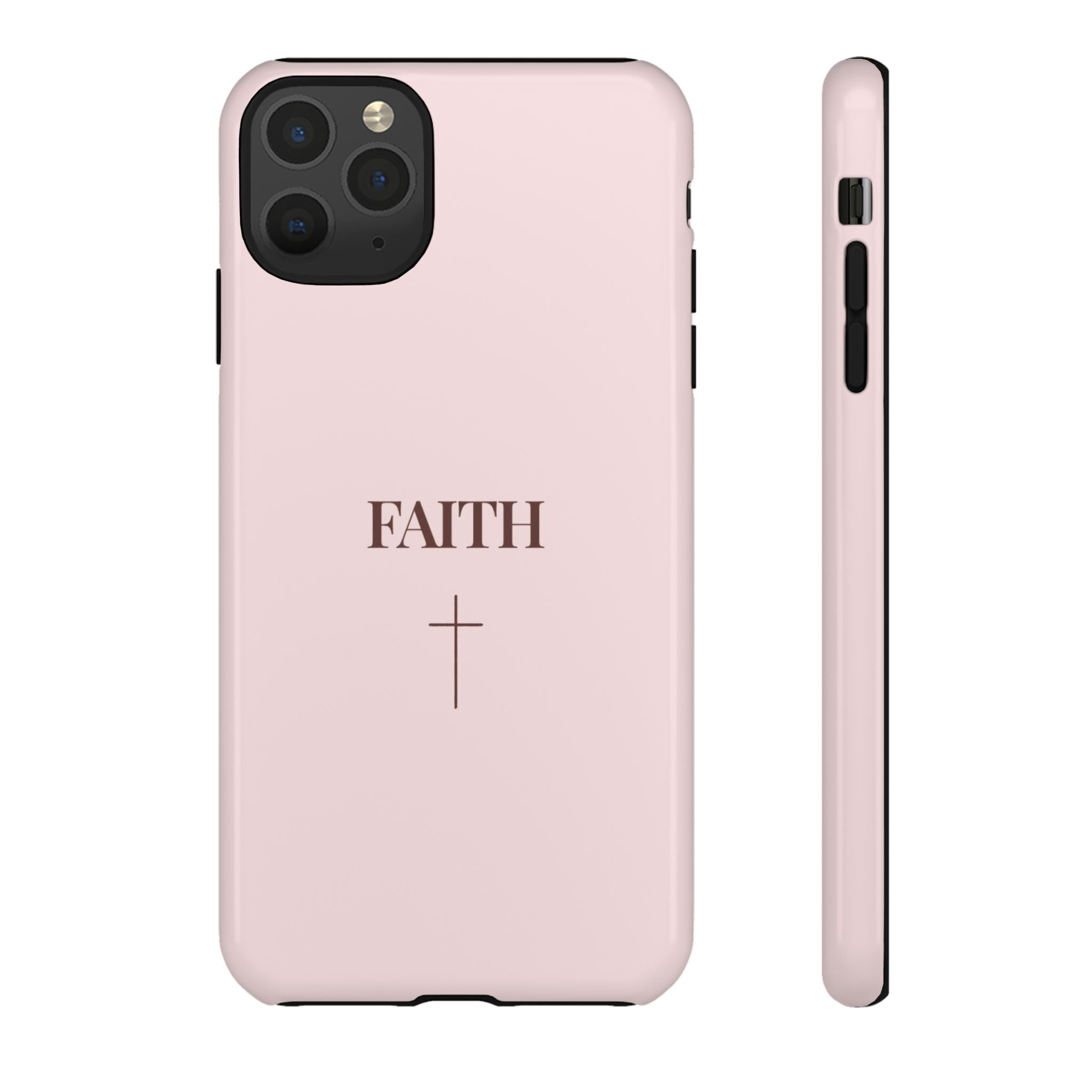 Faith Cross Tough Phone Case — Minimal Pink Christian iPhone Cover