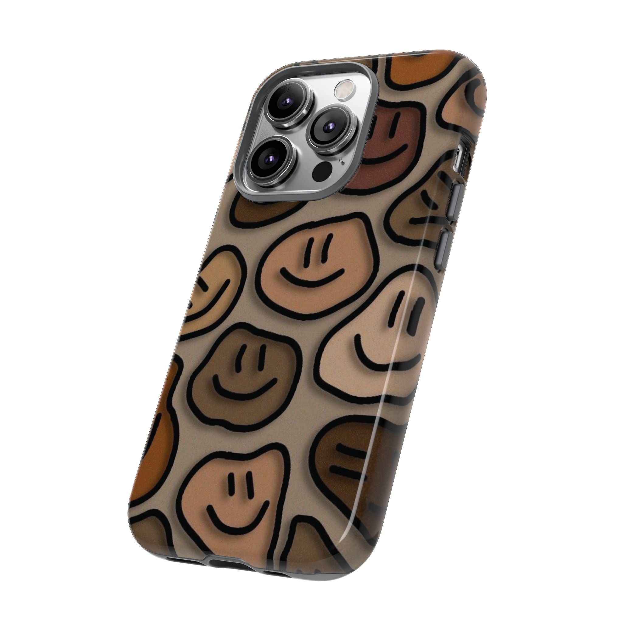 Smiley Faces iPhone Case — Neutral Brown Diverse Smiles Protective Cover