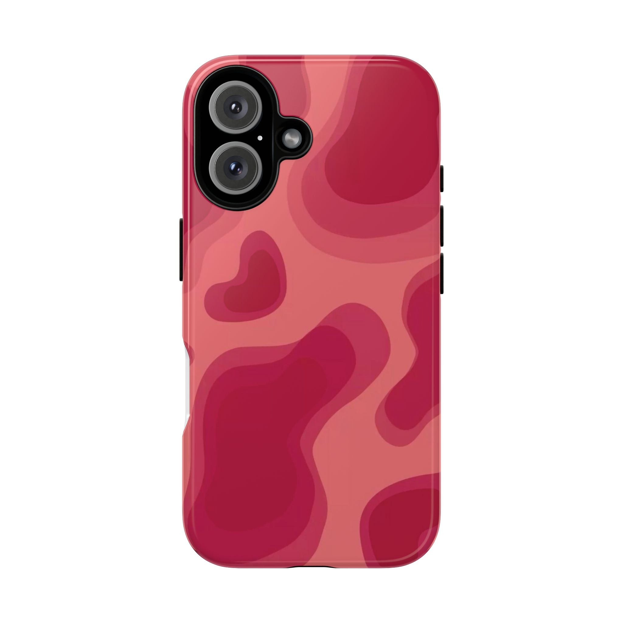 Red Pink Camo iPhone Case — Abstract Heart Pattern Tough Protective Cover