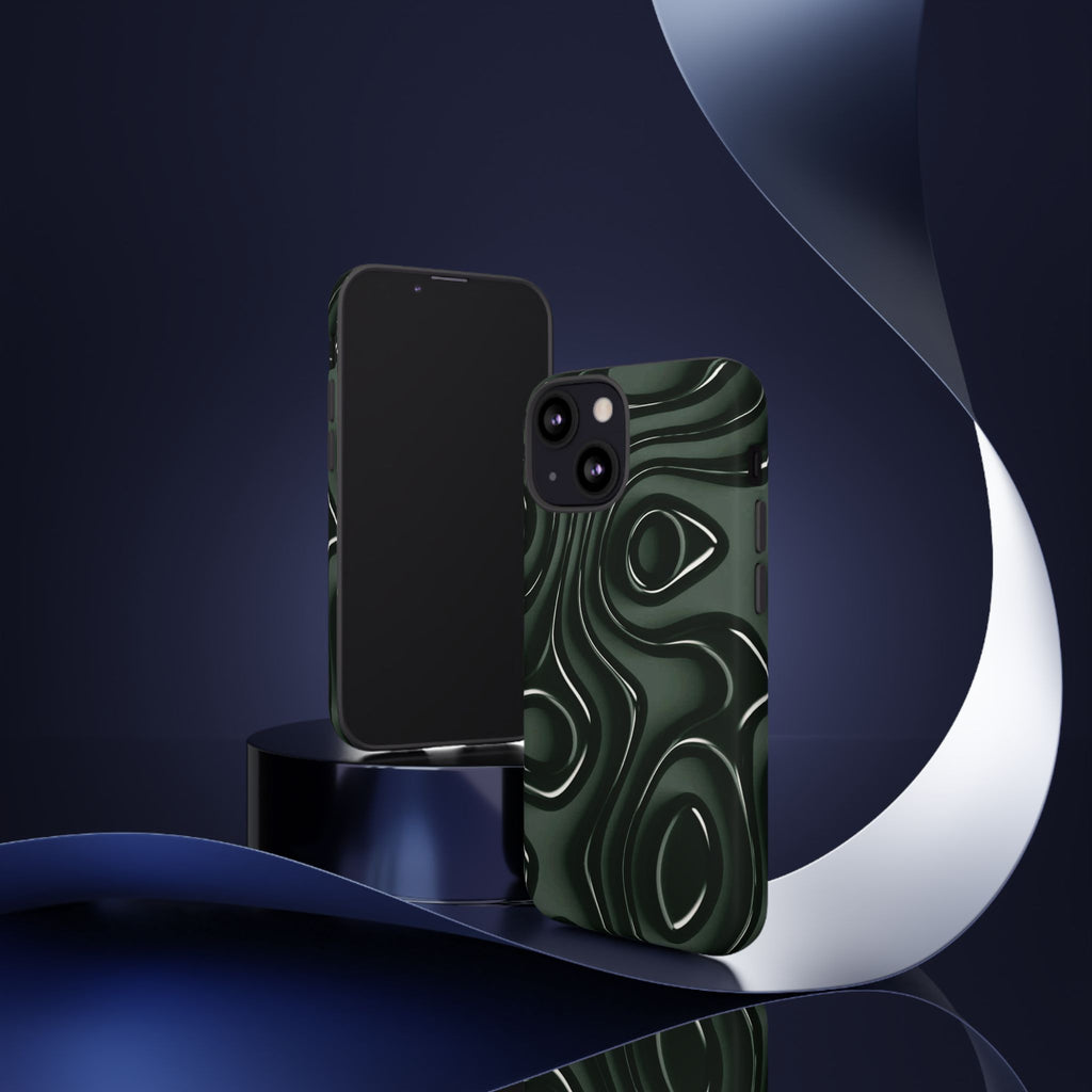 Dark Green Abstract Swirl Tough Phone Case