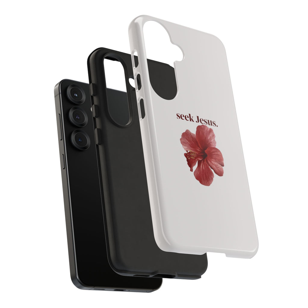 "seek Jesus." Floral Tough Protective Case
