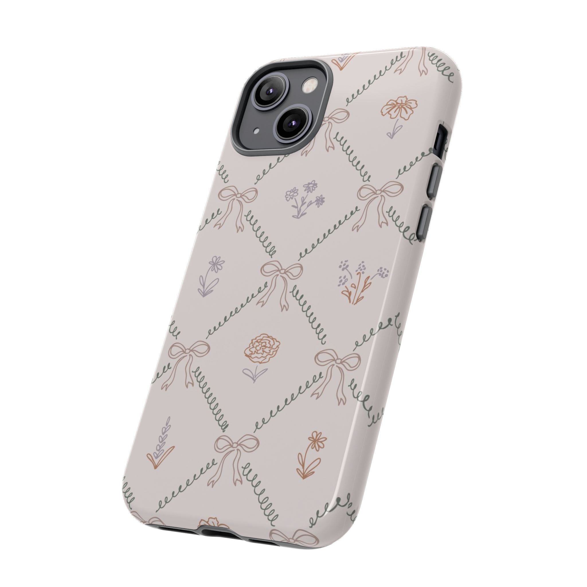 Floral Bow Pattern Tough iPhone Case