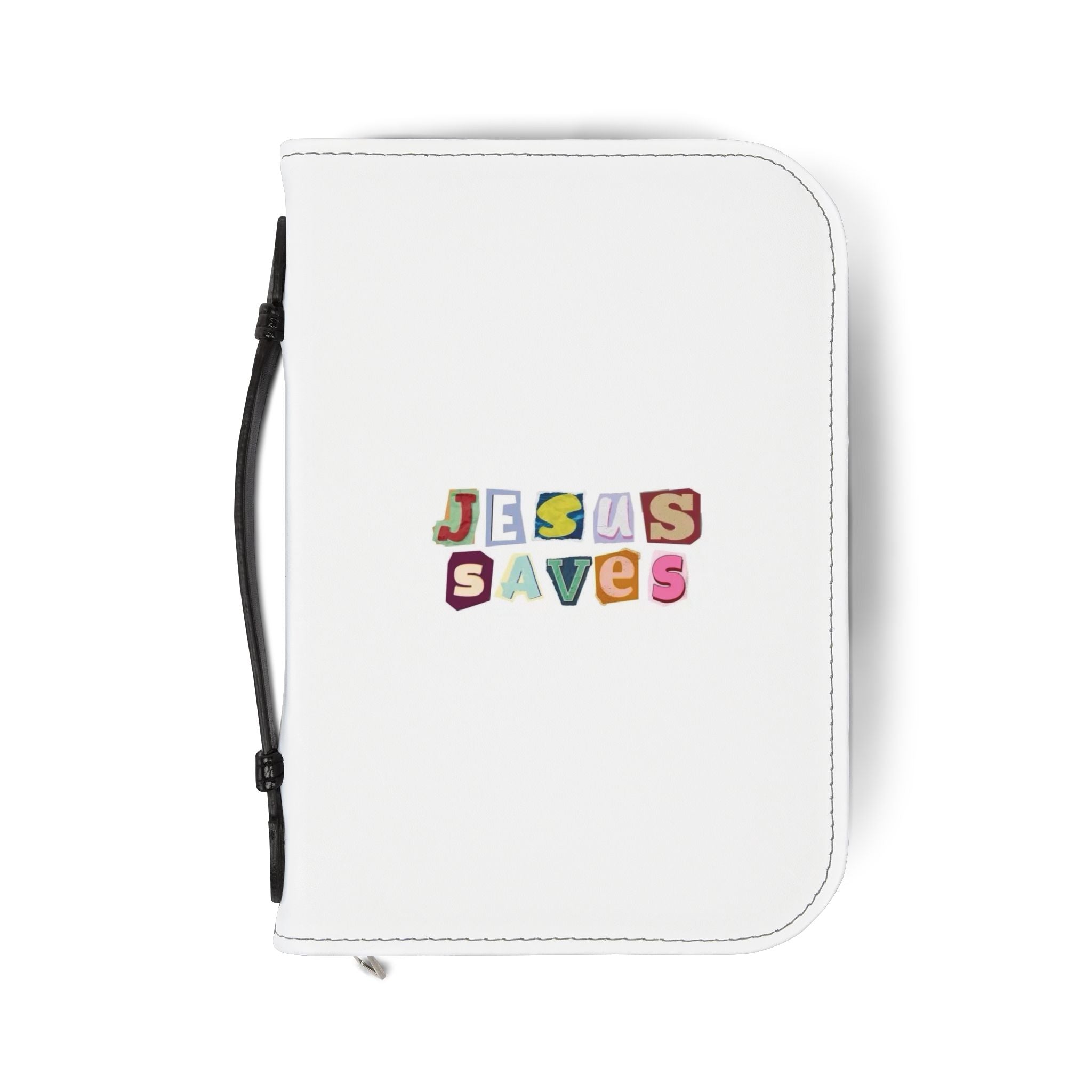 Bible Cover — 'Jesus Saves' Colorful Block Letter Zippered Bible Cover