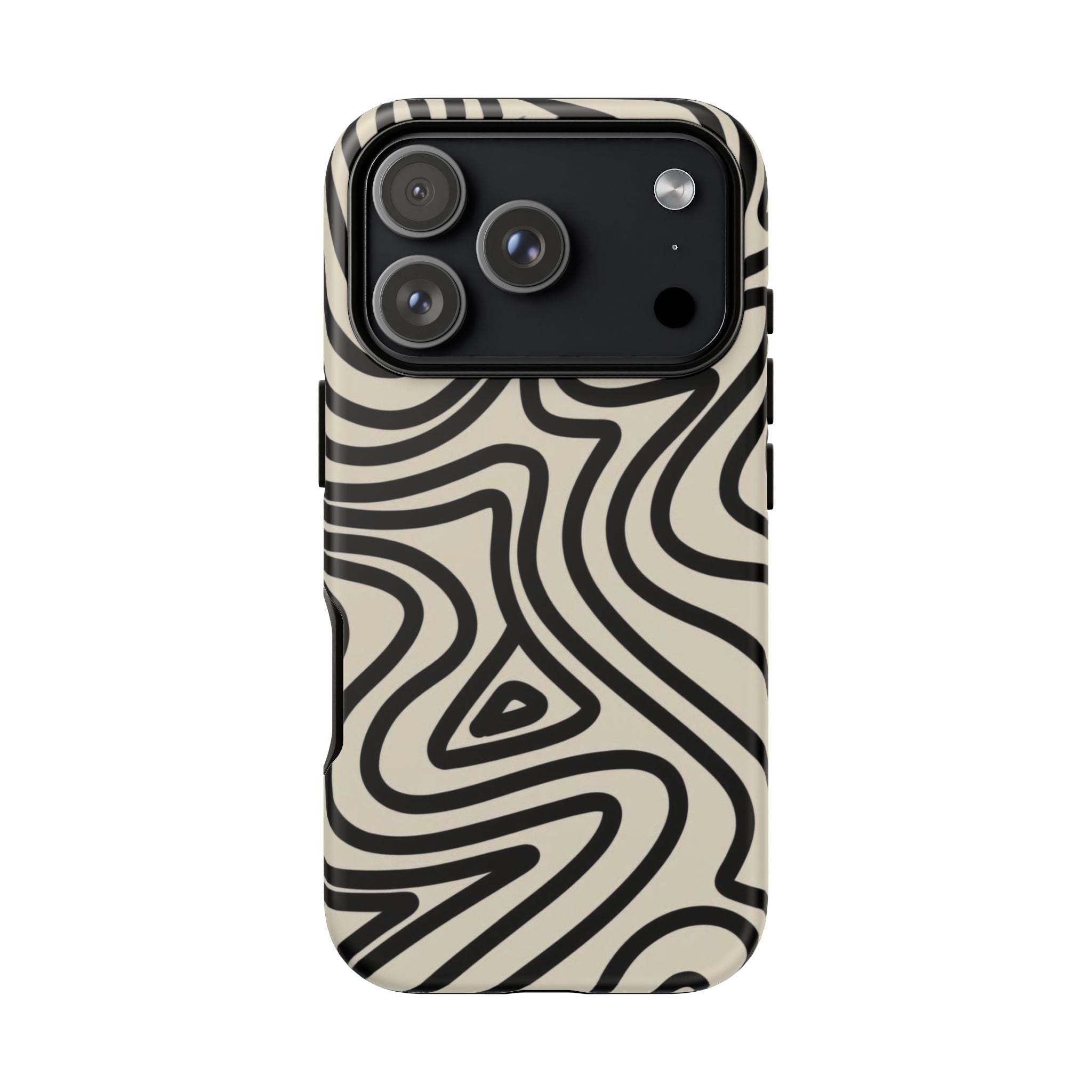 Abstract Black Swirl Tough Phone Case — Retro Psychedelic iPhone Cover