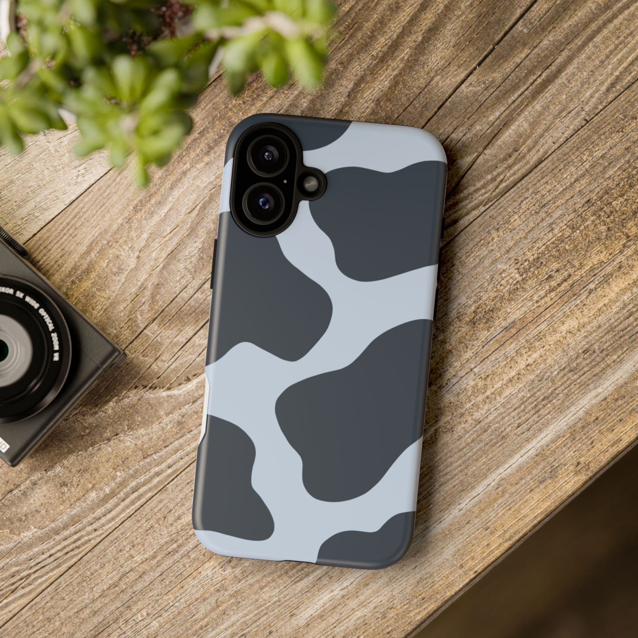 Cow Print Tough iPhone Case — Blue Black Abstract Pattern