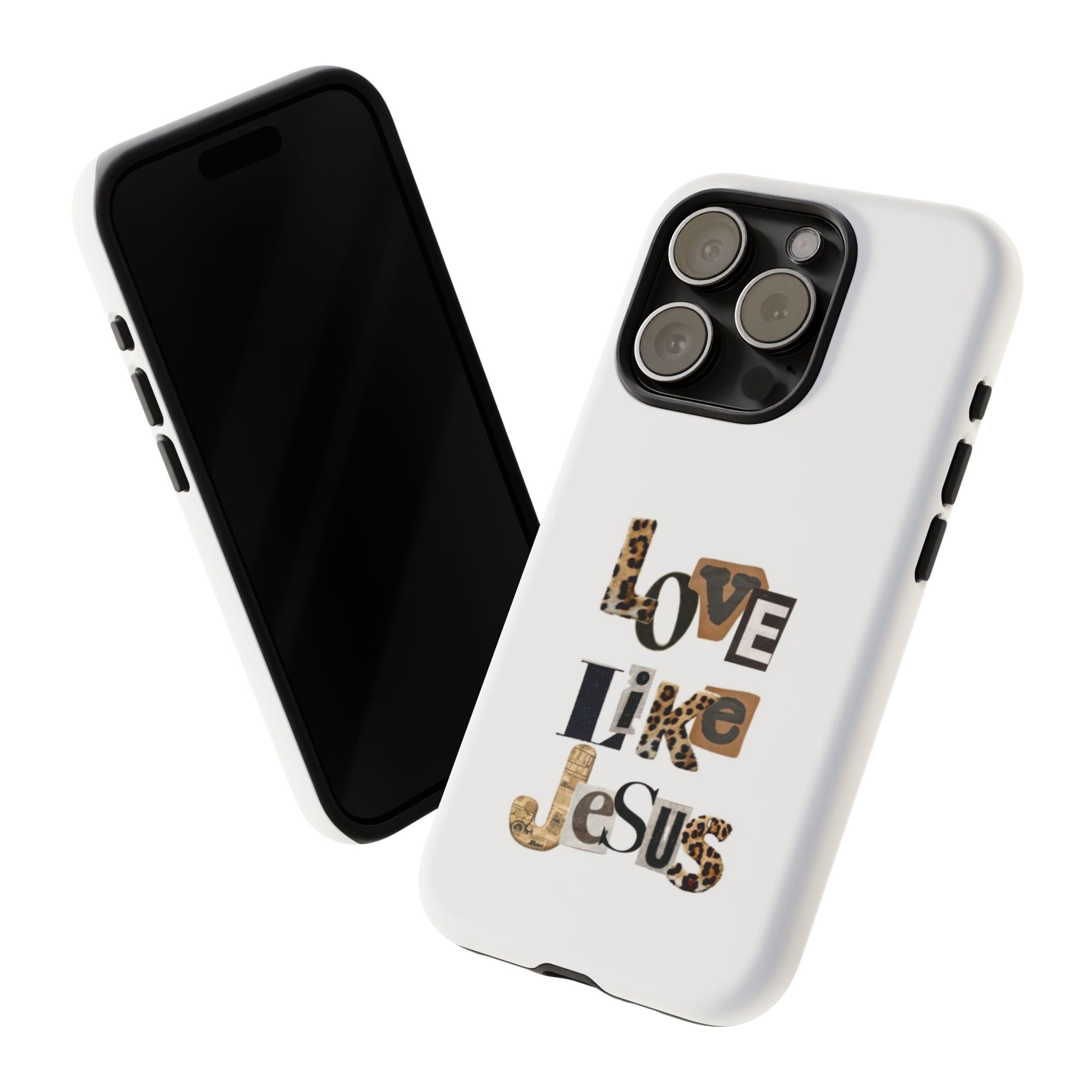 "Love Like Jesus" Leopard Print Christian Tough Phone Case