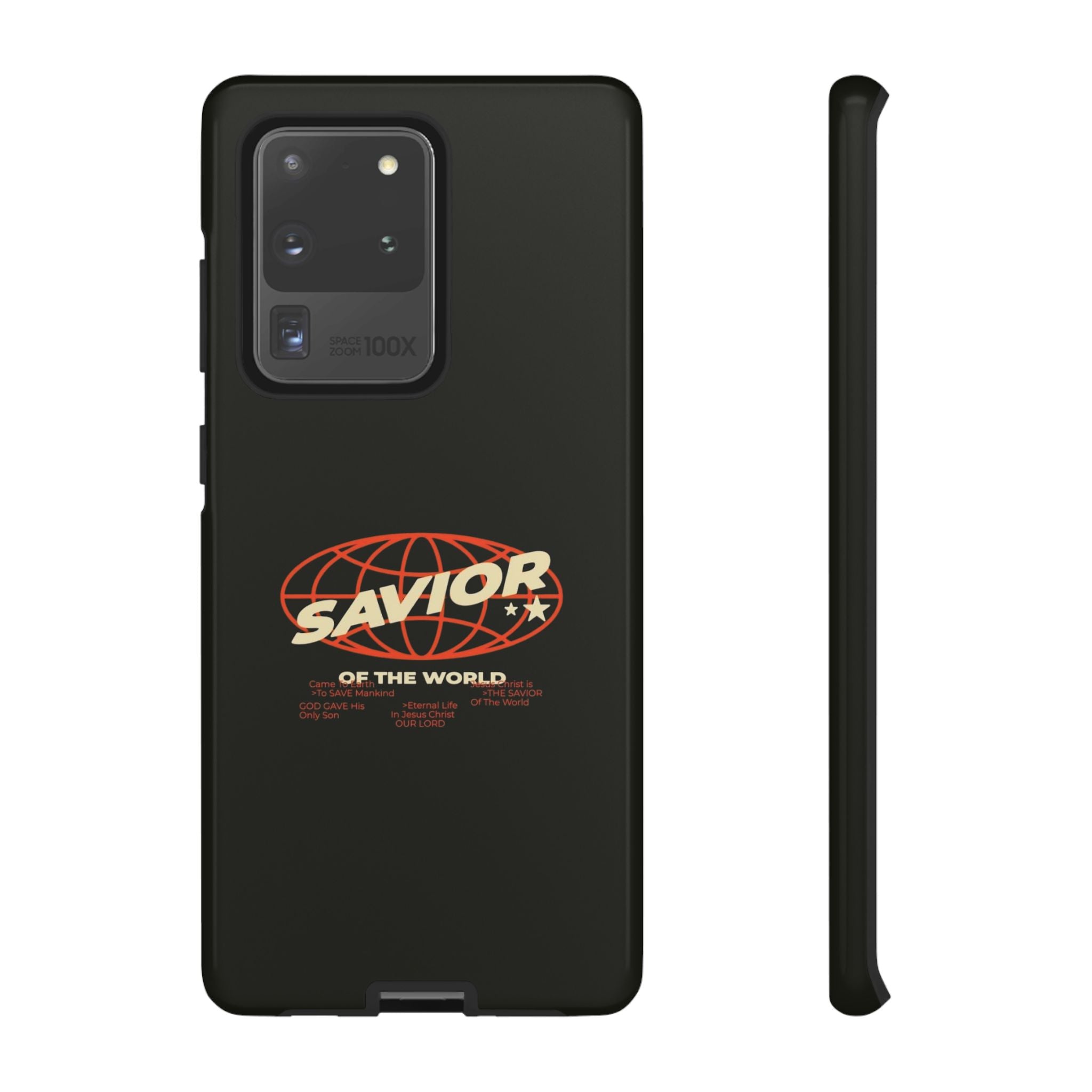 Savior of the World Black Protective Phone Case — Retro Globe Design