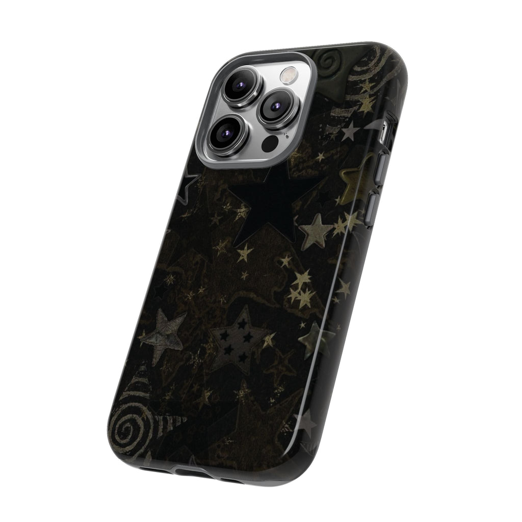 Black Starry iPhone Case – Protective Tough Case with Subtle Galaxy Pattern