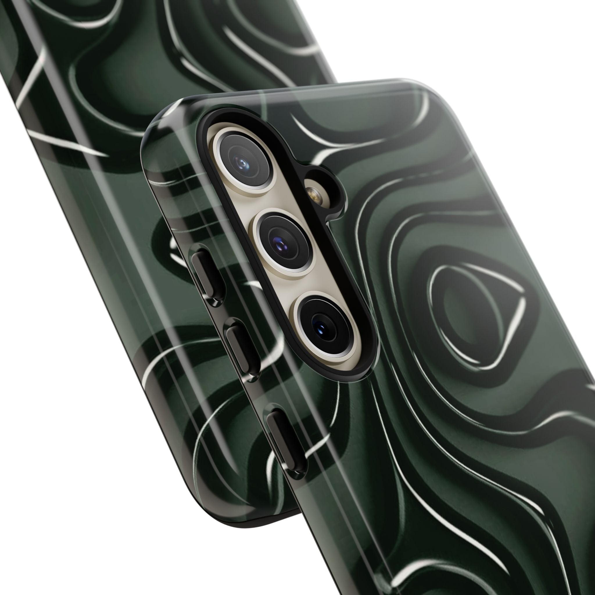 Dark Green Abstract Swirl Tough Phone Case