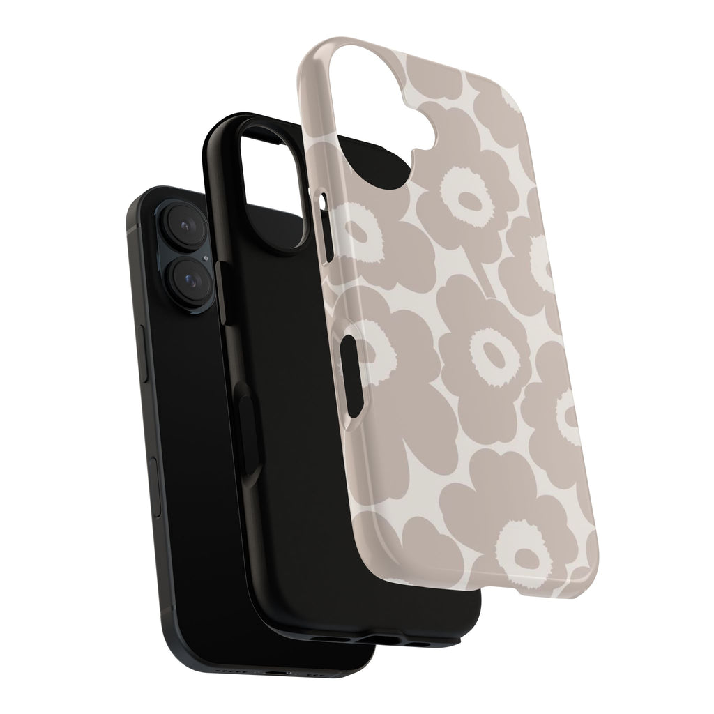 Floral Tough iPhone Case — Neutral Beige Poppy Protective Cover