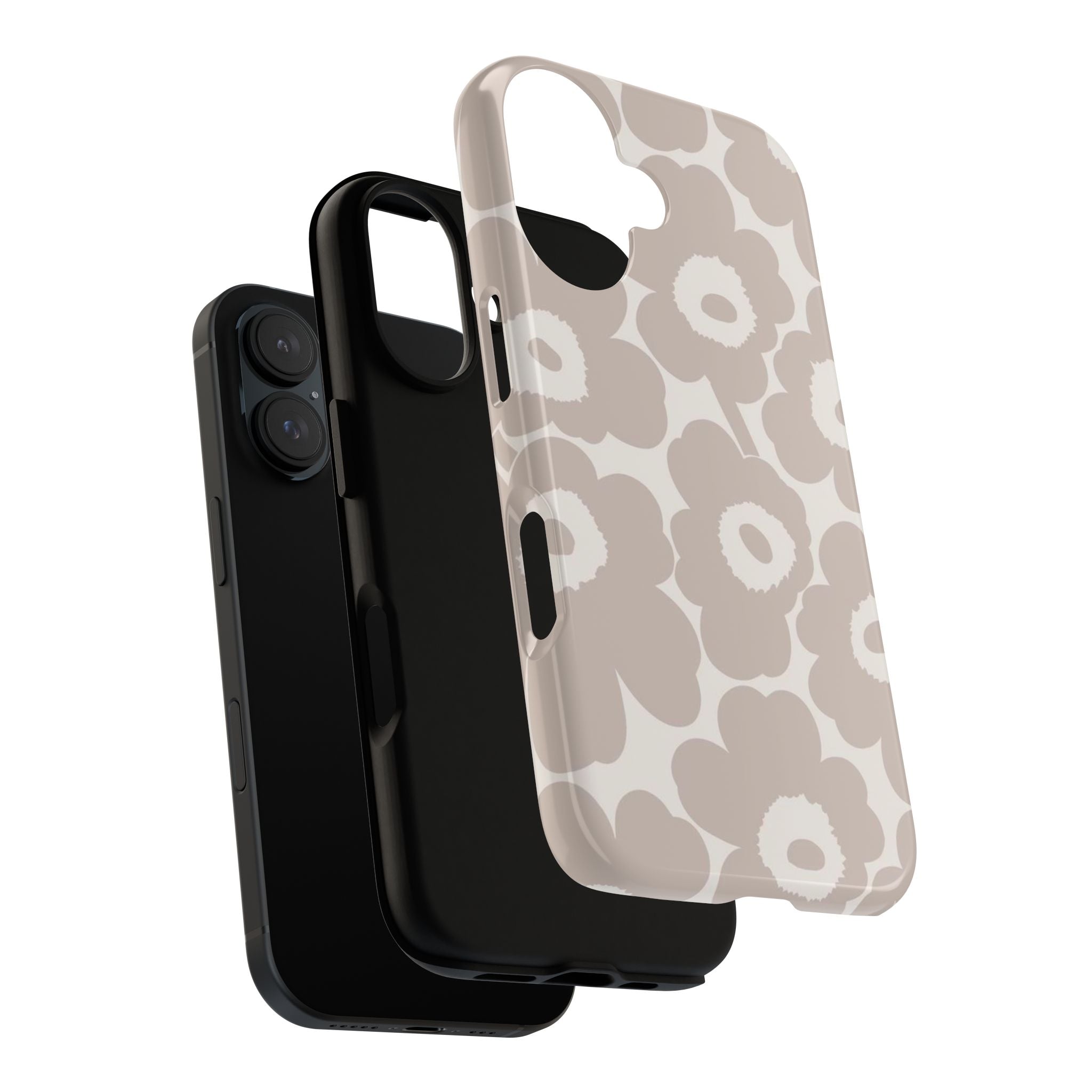 Floral Tough iPhone Case — Neutral Beige Poppy Protective Cover