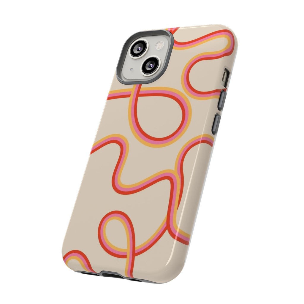 Retro Loop Pattern iPhone Case – Peach & Sunset Abstract Tough Case