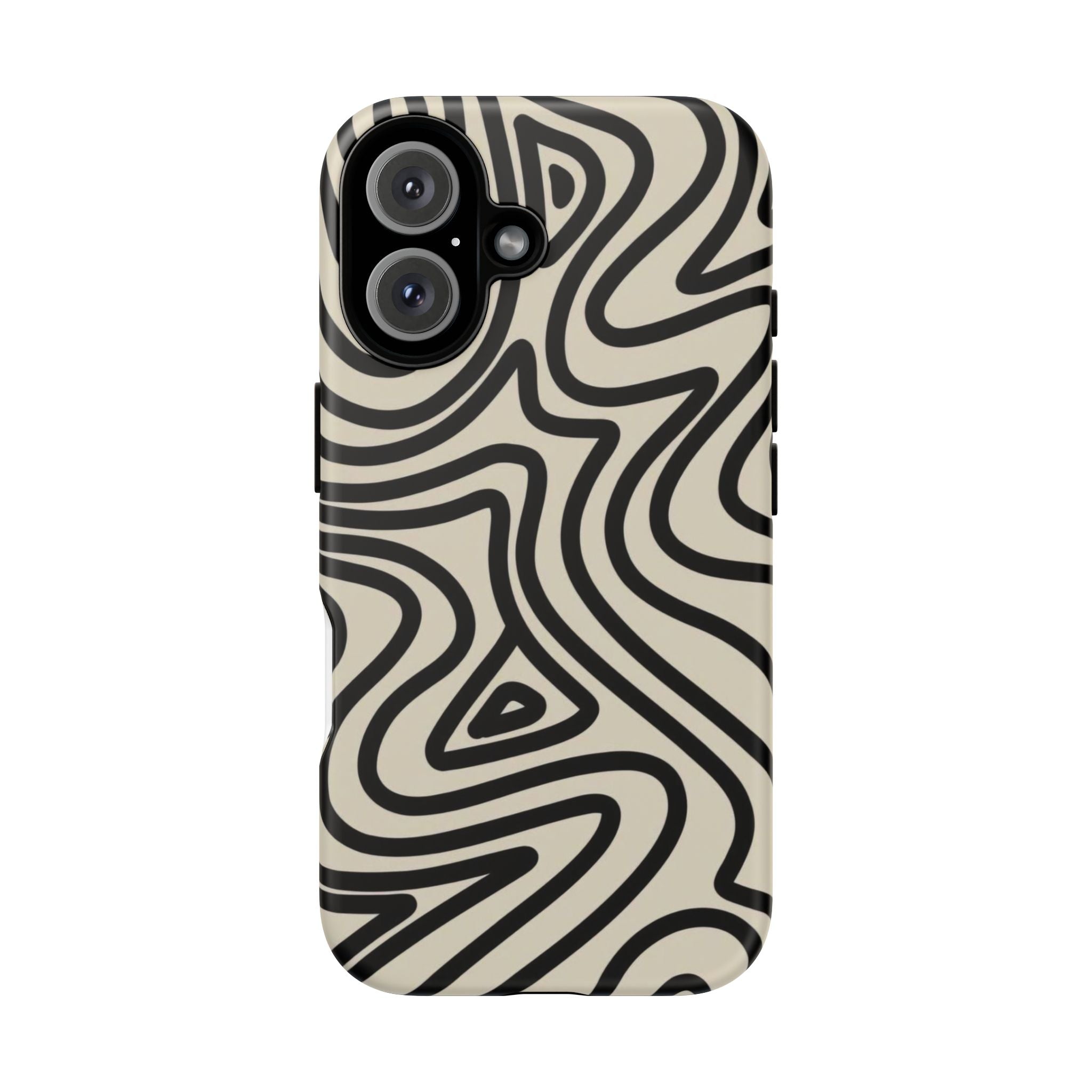 Abstract Black Swirl Tough Phone Case — Retro Psychedelic iPhone Cover