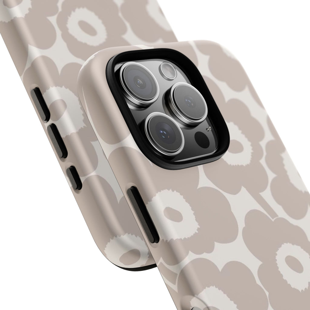 Floral Tough iPhone Case — Neutral Beige Poppy Protective Cover