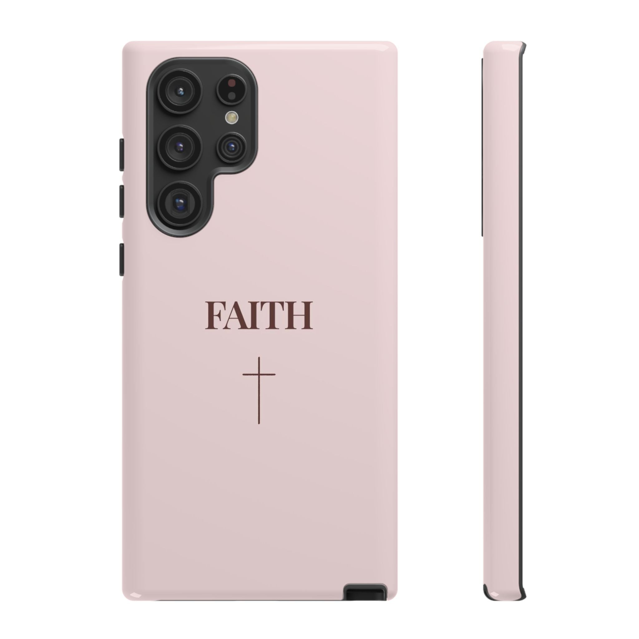 Faith Cross Tough Phone Case — Minimal Pink Christian iPhone Cover