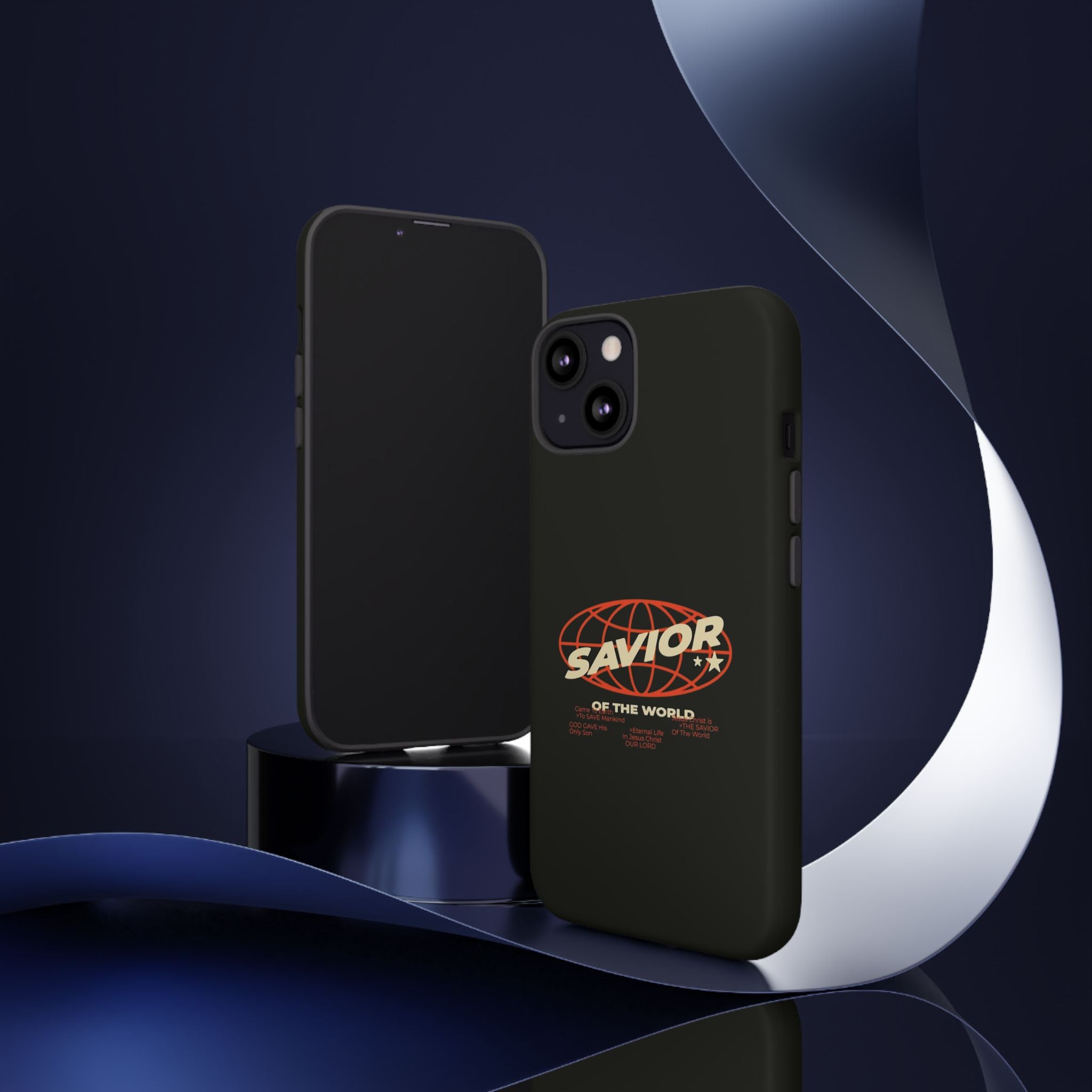 Savior of the World Black Protective Phone Case — Retro Globe Design