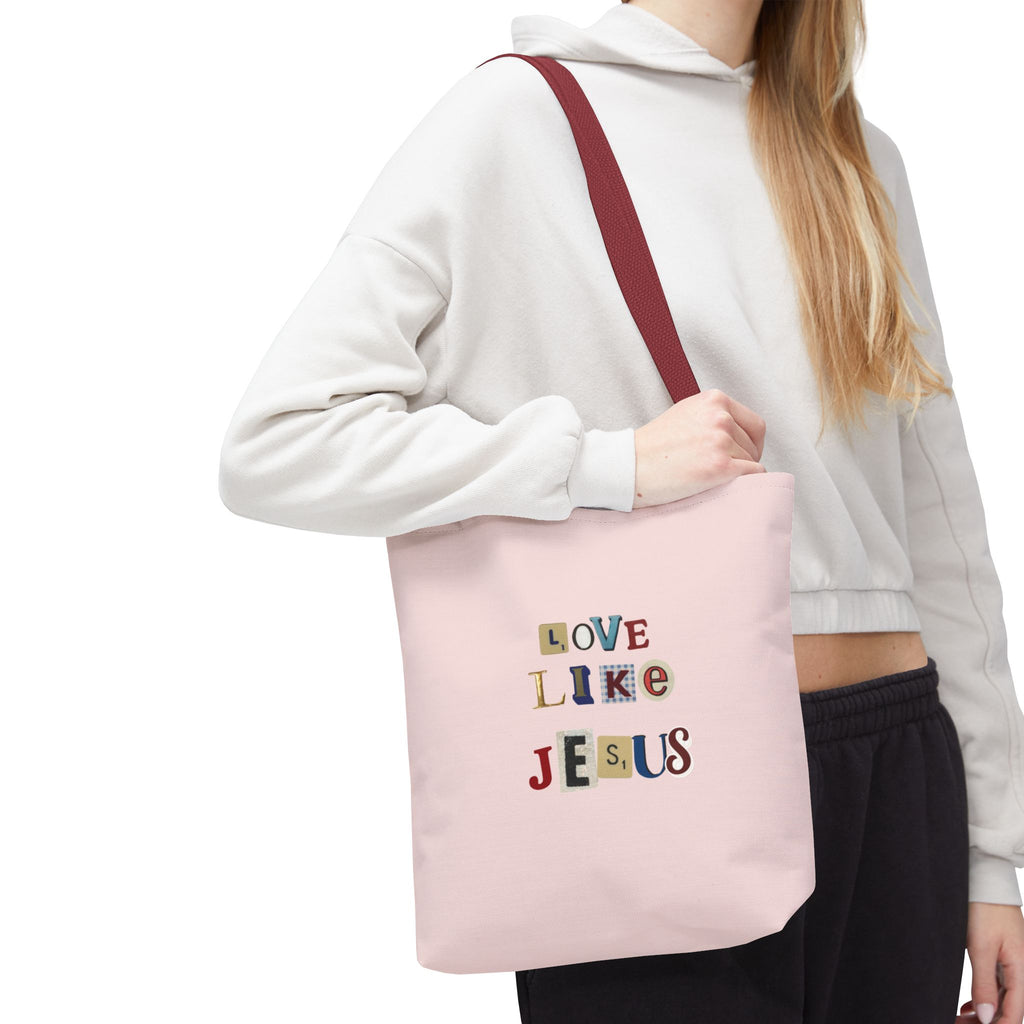 Love Like Jesus Tote Bag — Christian Inspirational Pink Everyday Tote