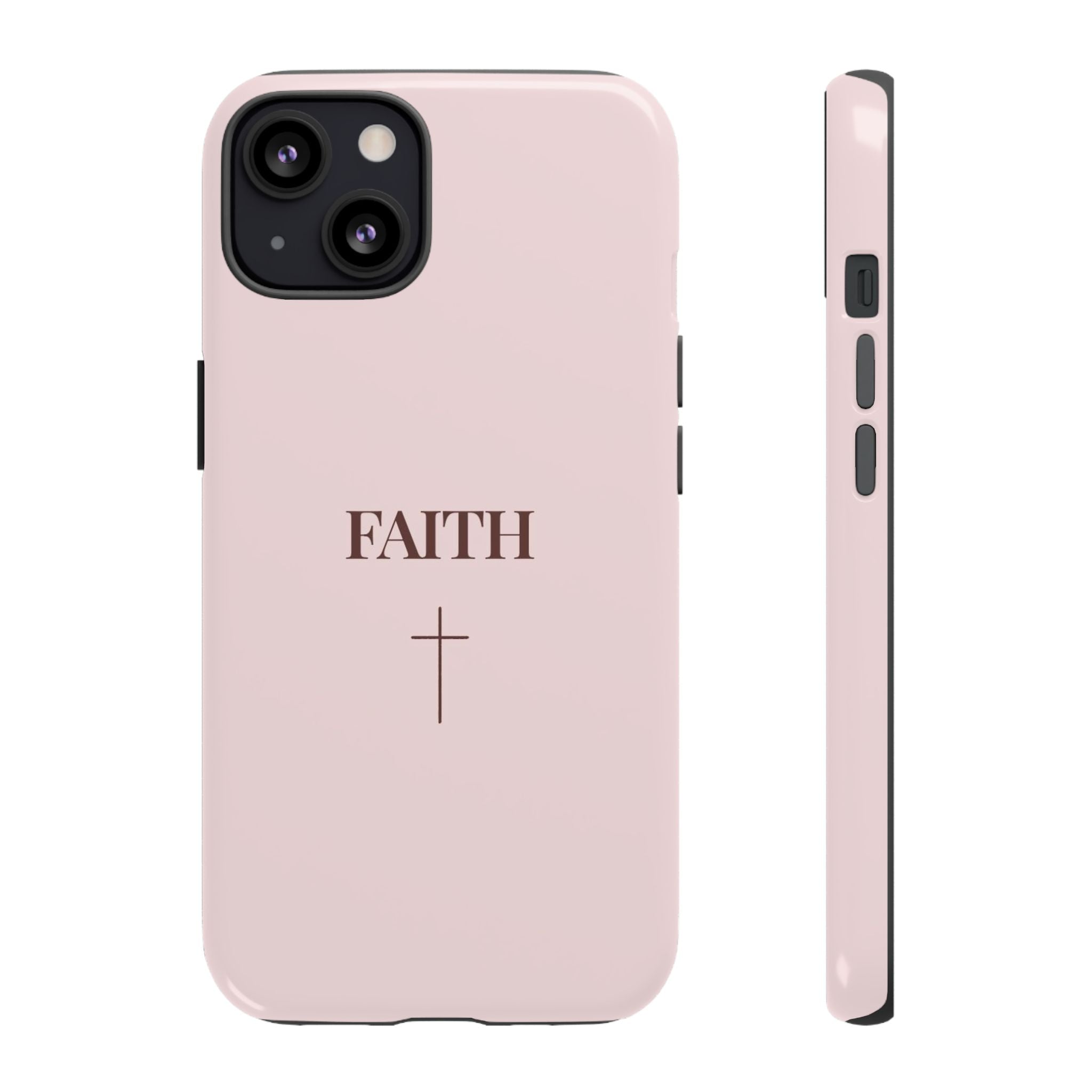Faith Cross Tough Phone Case — Minimal Pink Christian iPhone Cover
