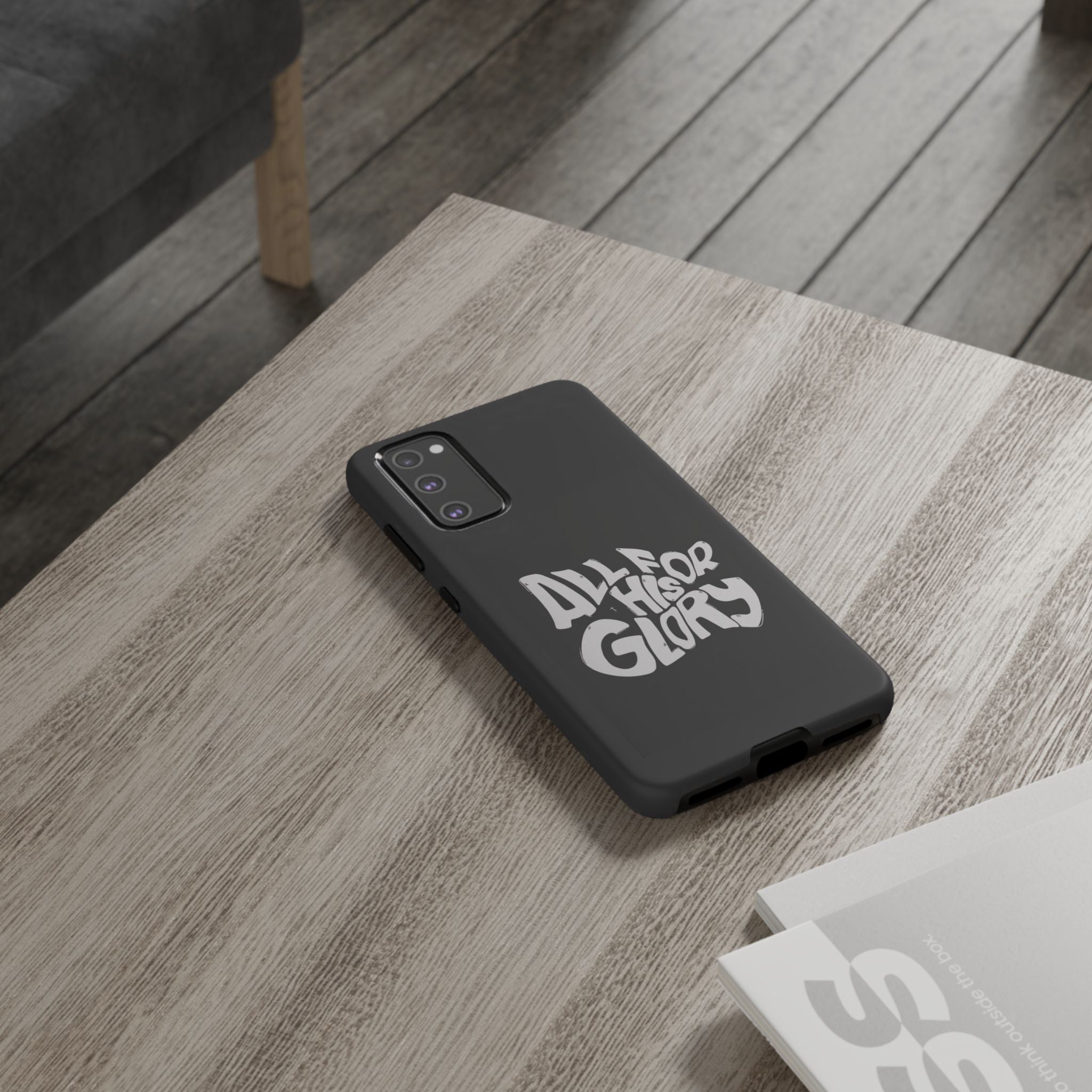 All For His Glory Phone Case — Christian Faith Script Protective Cover