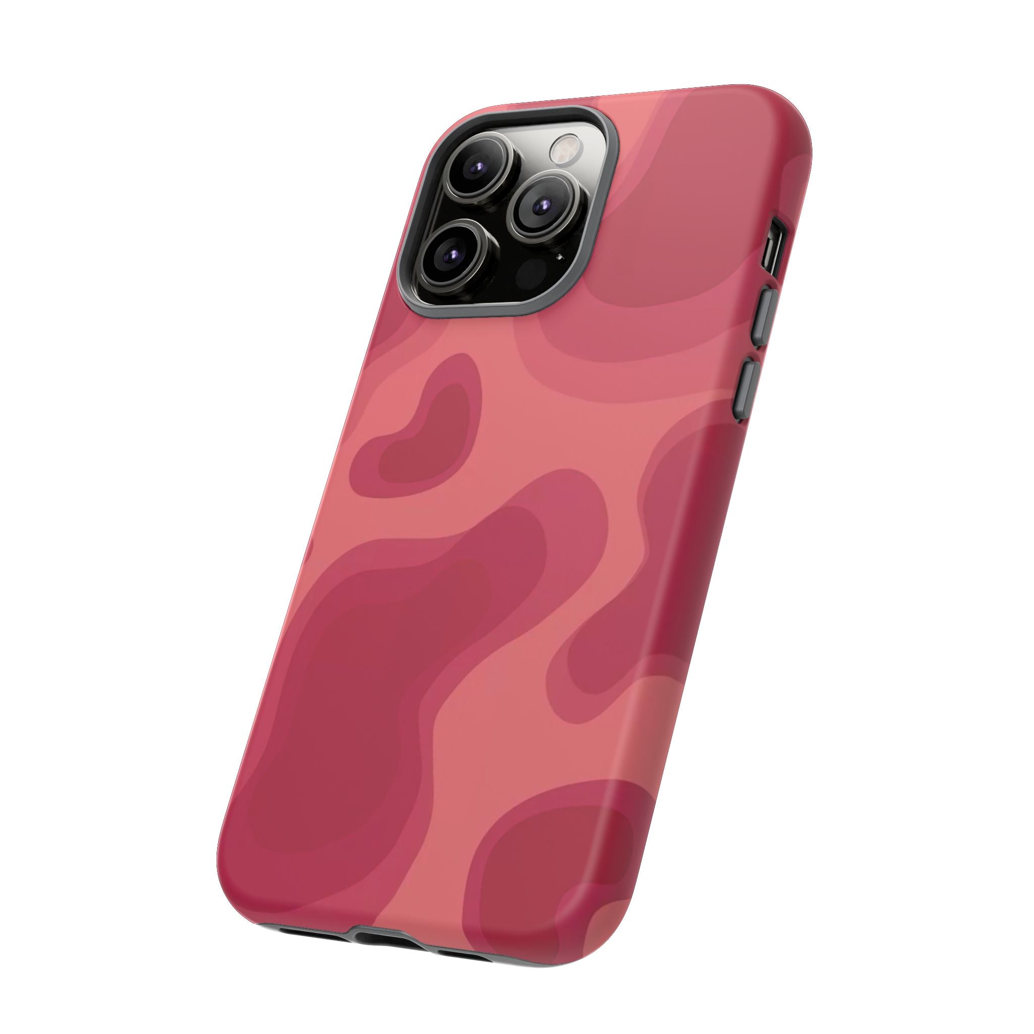 Red Pink Camo iPhone Case — Abstract Heart Pattern Tough Protective Cover