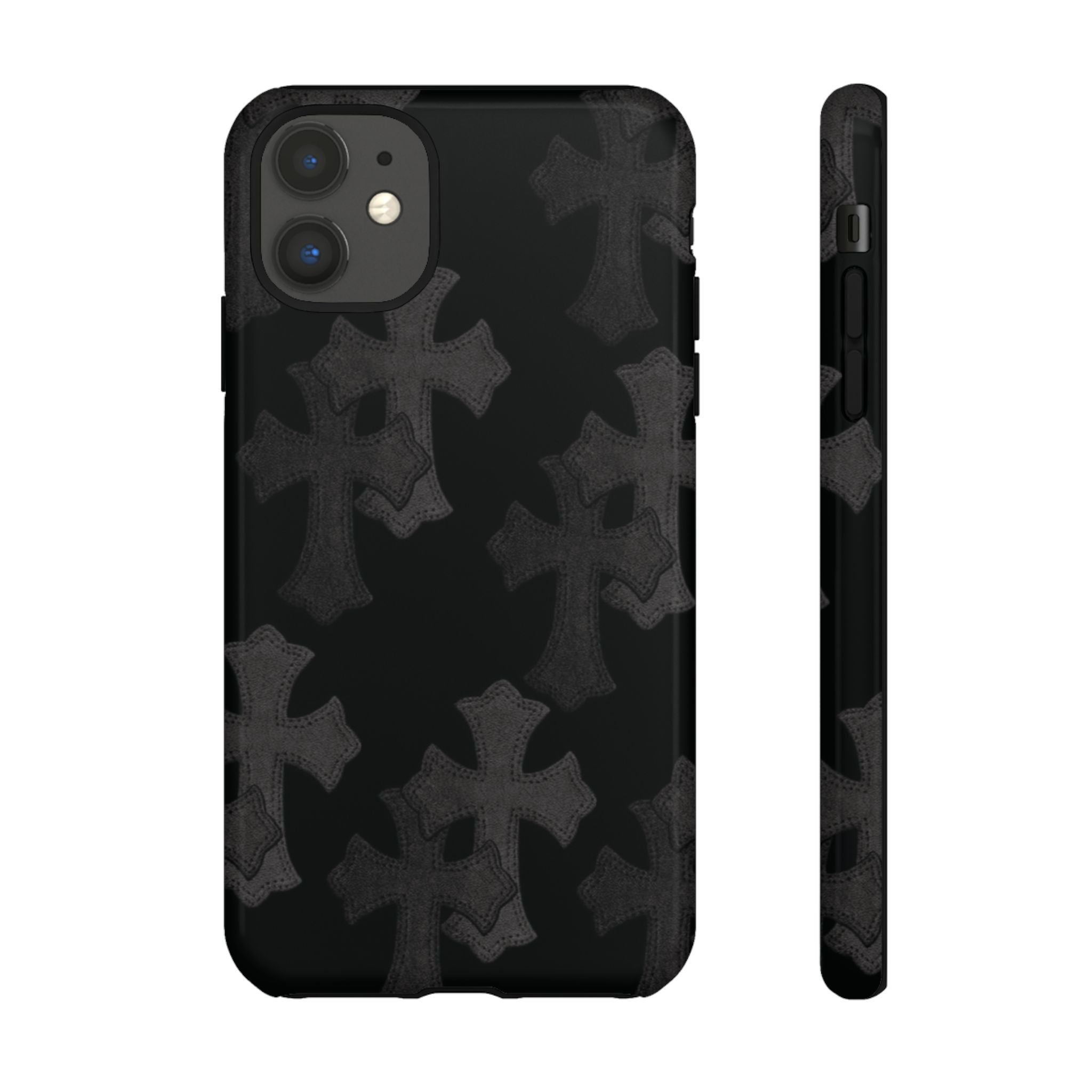 Black Cross Pattern Tough iPhone Case — Gothic Protective iPhone Cover