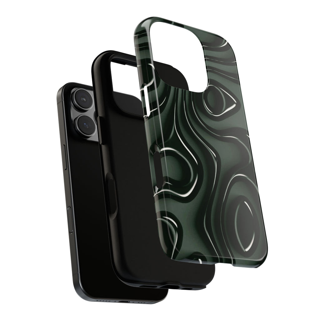 Dark Green Abstract Swirl Tough Phone Case
