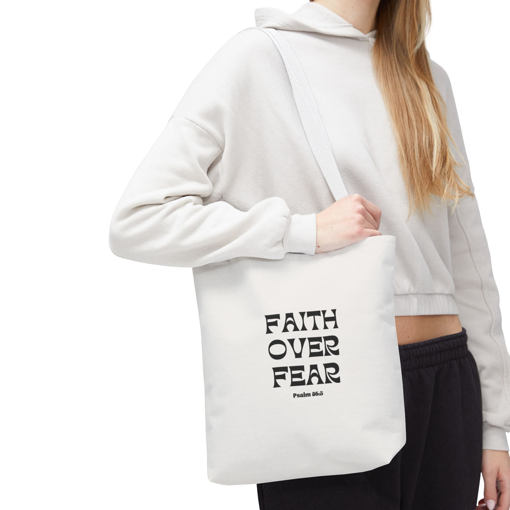 Faith Over Fear Tote Bag — Christian Inspirational Scripture Bag (Psalm 56:3)
