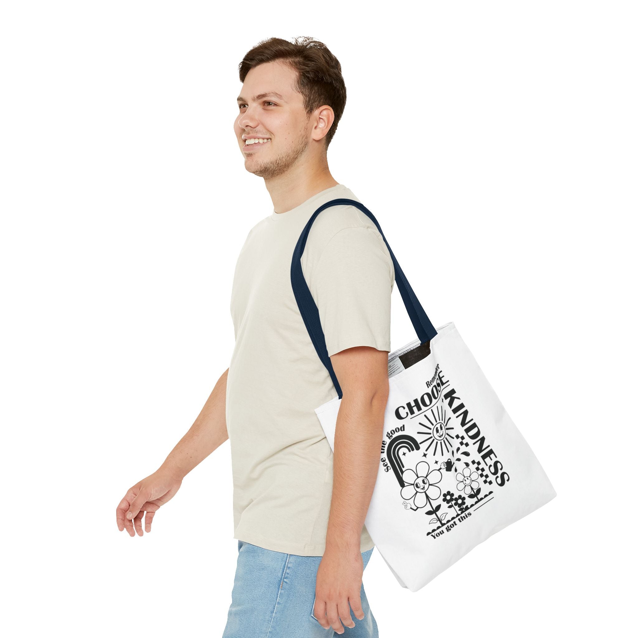 Choose Kindness Tote Bag — Inspirational Floral Rainbow Canvas Market Tote