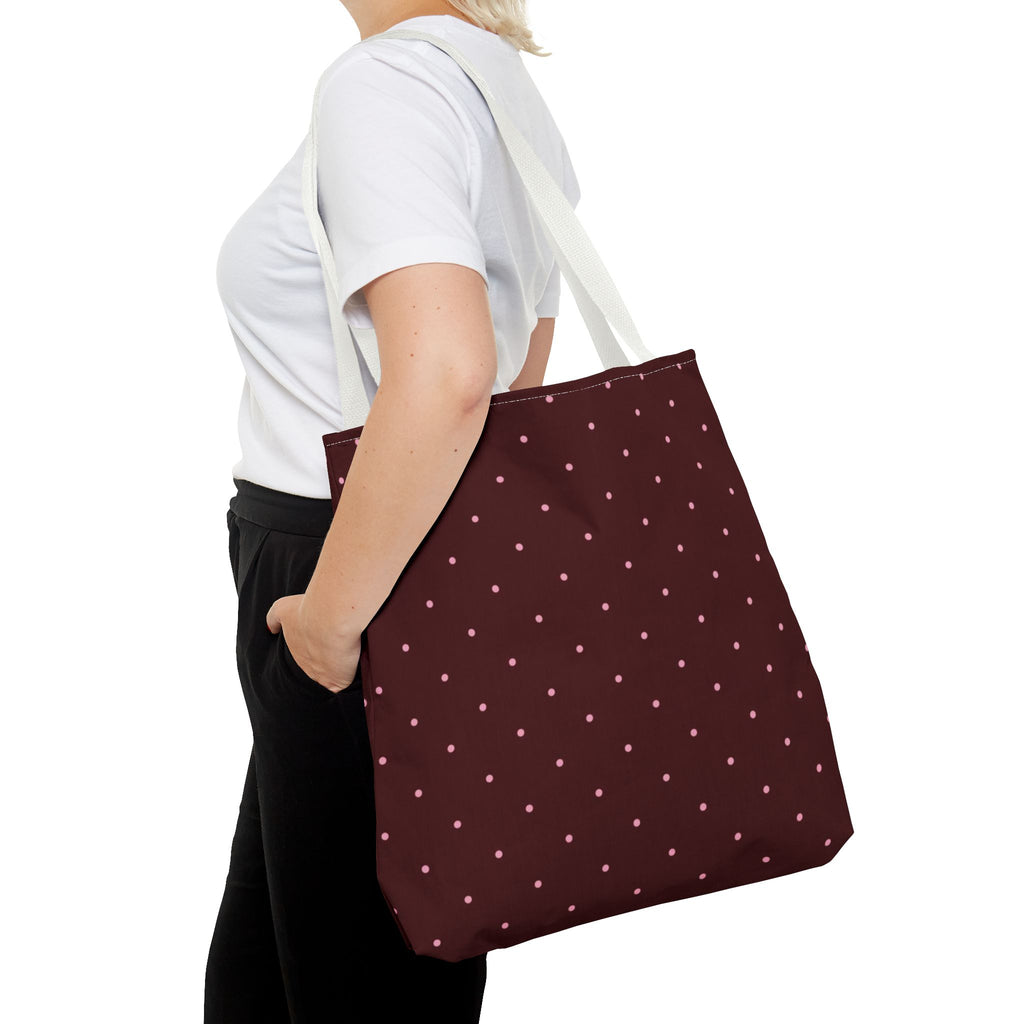 Burgundy Polka Dot Tote Bag