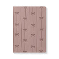 Bow Pattern Softcover Journal — Floral Ribbon Notebook for Women, Cute Lined Journal with Inside Prints