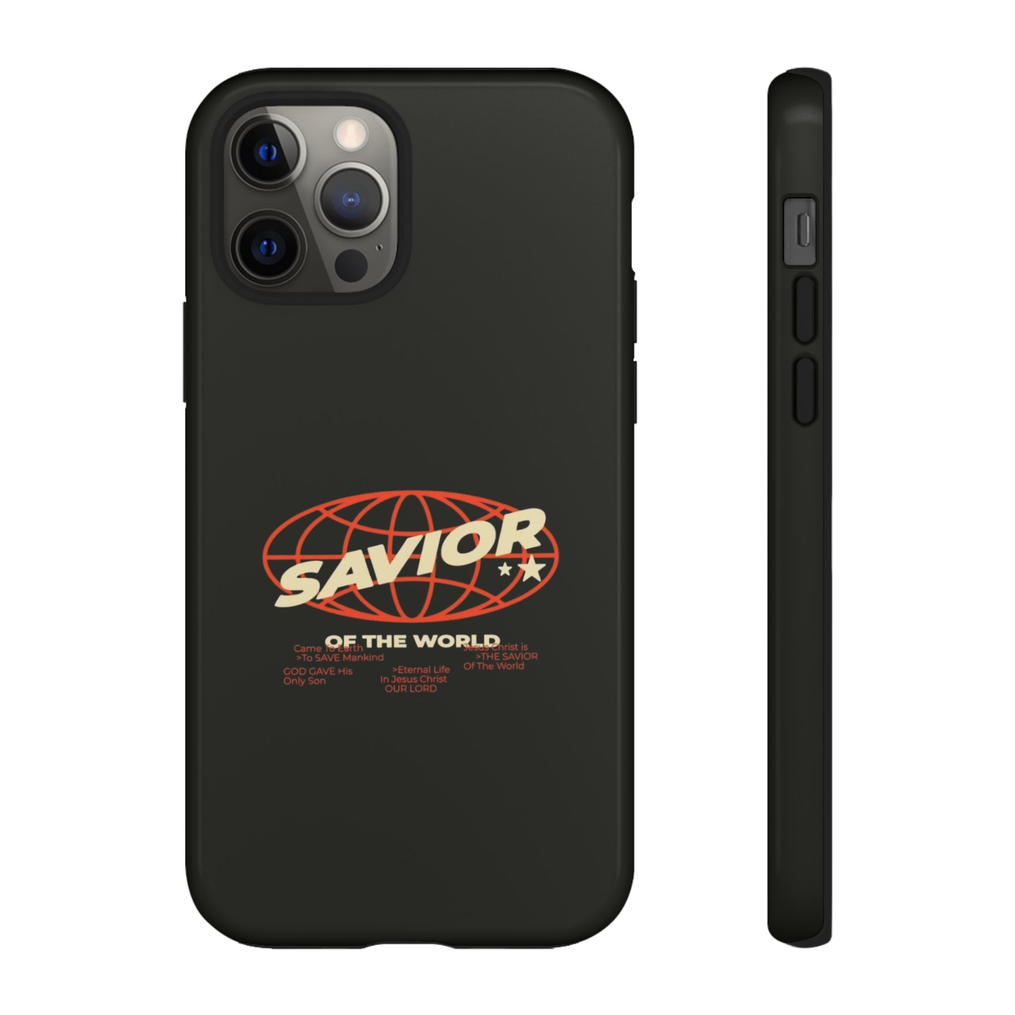 Savior of the World Black Protective Phone Case — Retro Globe Design