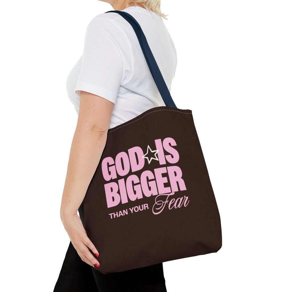 "God Is Bigger Than Your Fear" Scripture Quote Tote Bag
