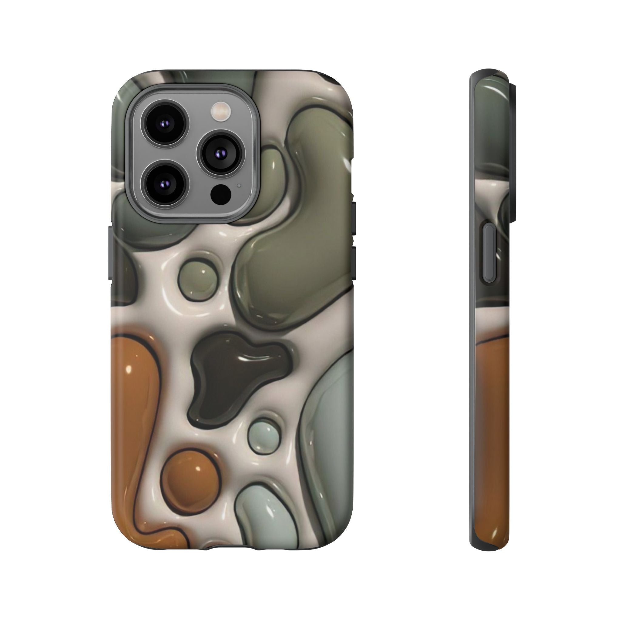 Abstract Pebble Pattern iPhone Case — Modern Organic Camouflage Tough Case
