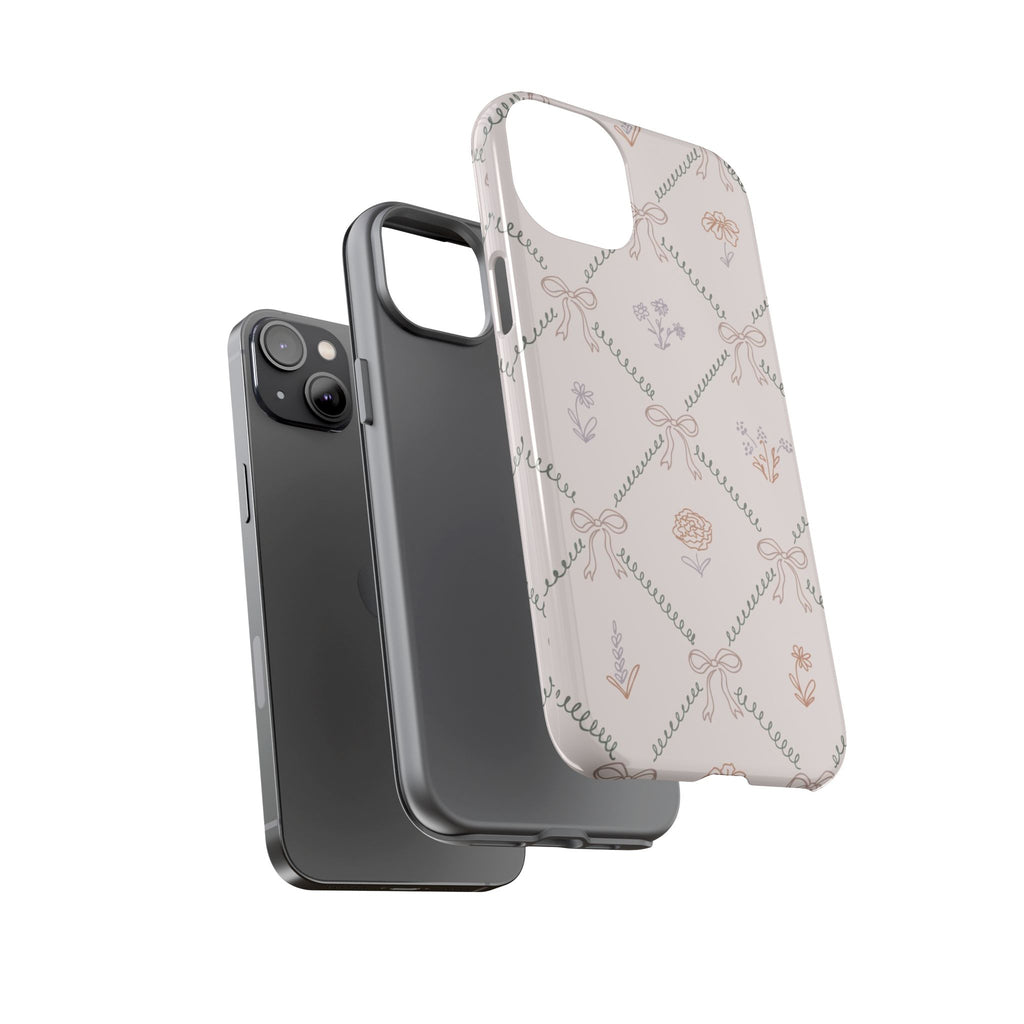 Floral Bow Pattern Tough iPhone Case