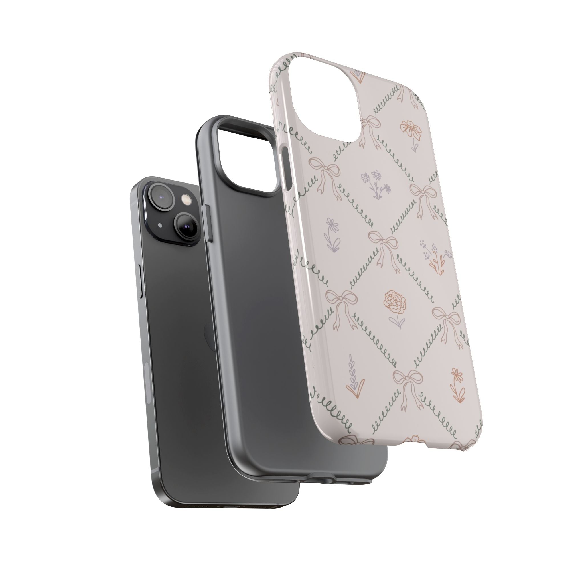 Floral Bow Pattern Tough iPhone Case