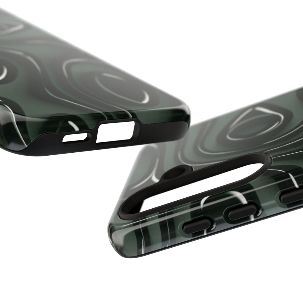 Dark Green Abstract Swirl Tough Phone Case