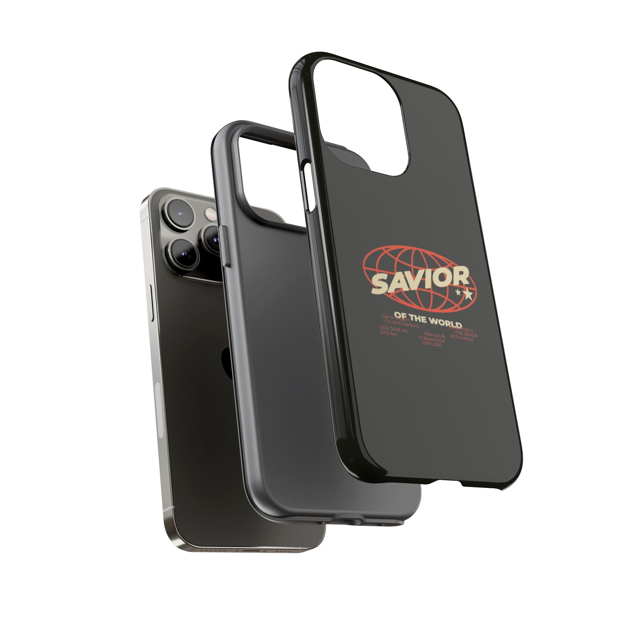 Savior of the World Black Protective Phone Case — Retro Globe Design