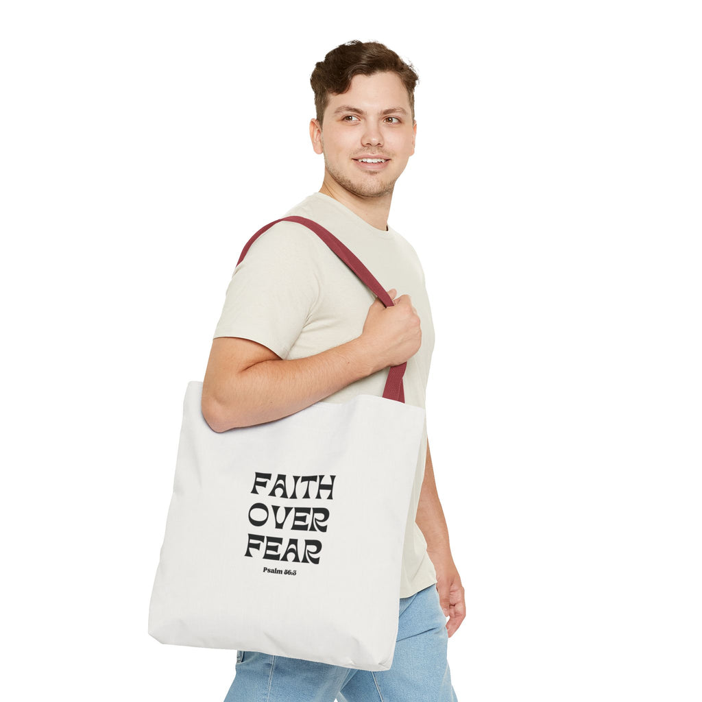 Faith Over Fear Tote Bag — Christian Inspirational Scripture Bag (Psalm 56:3)