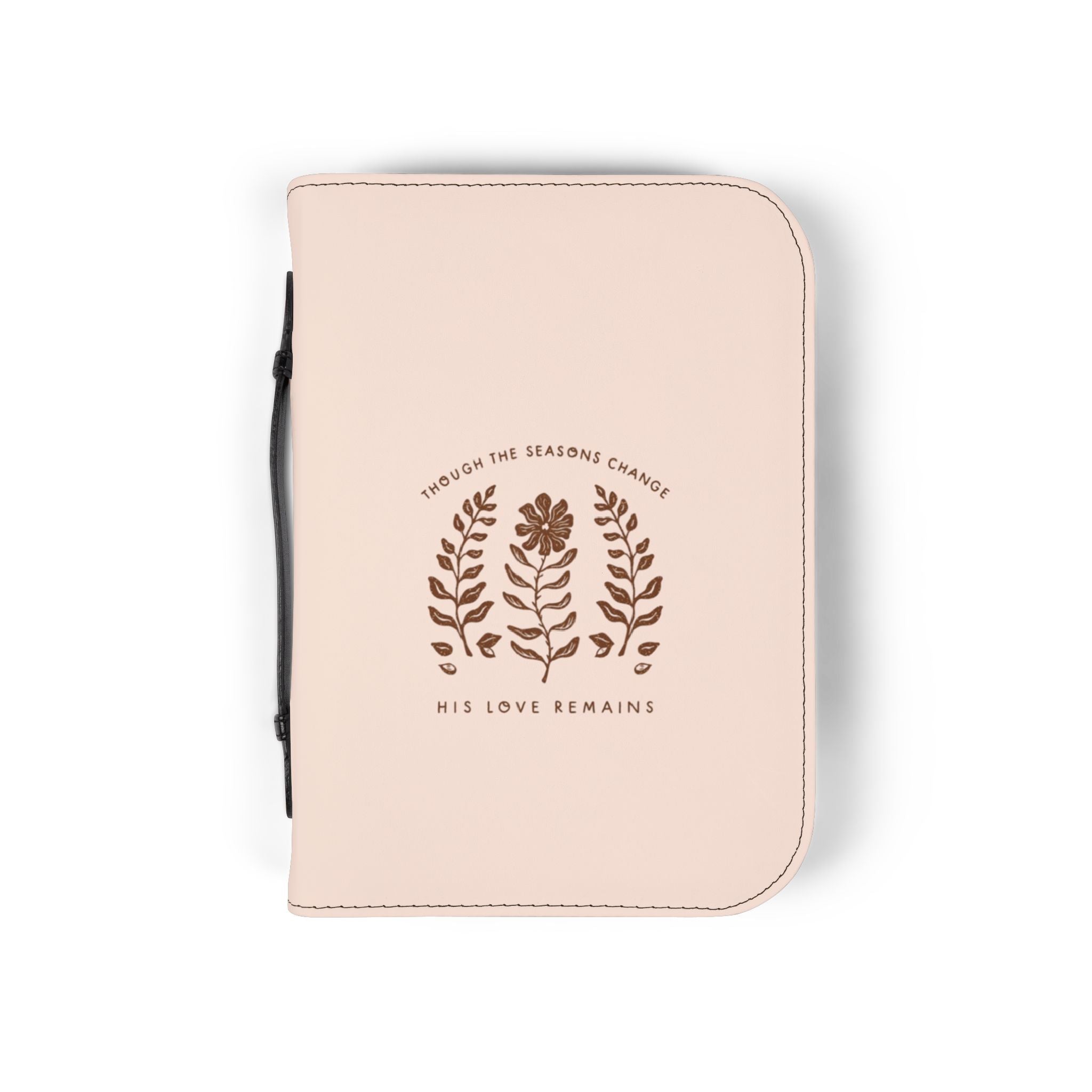 Bible Cover — "His Love Remains" Floral Zippered Bible Case