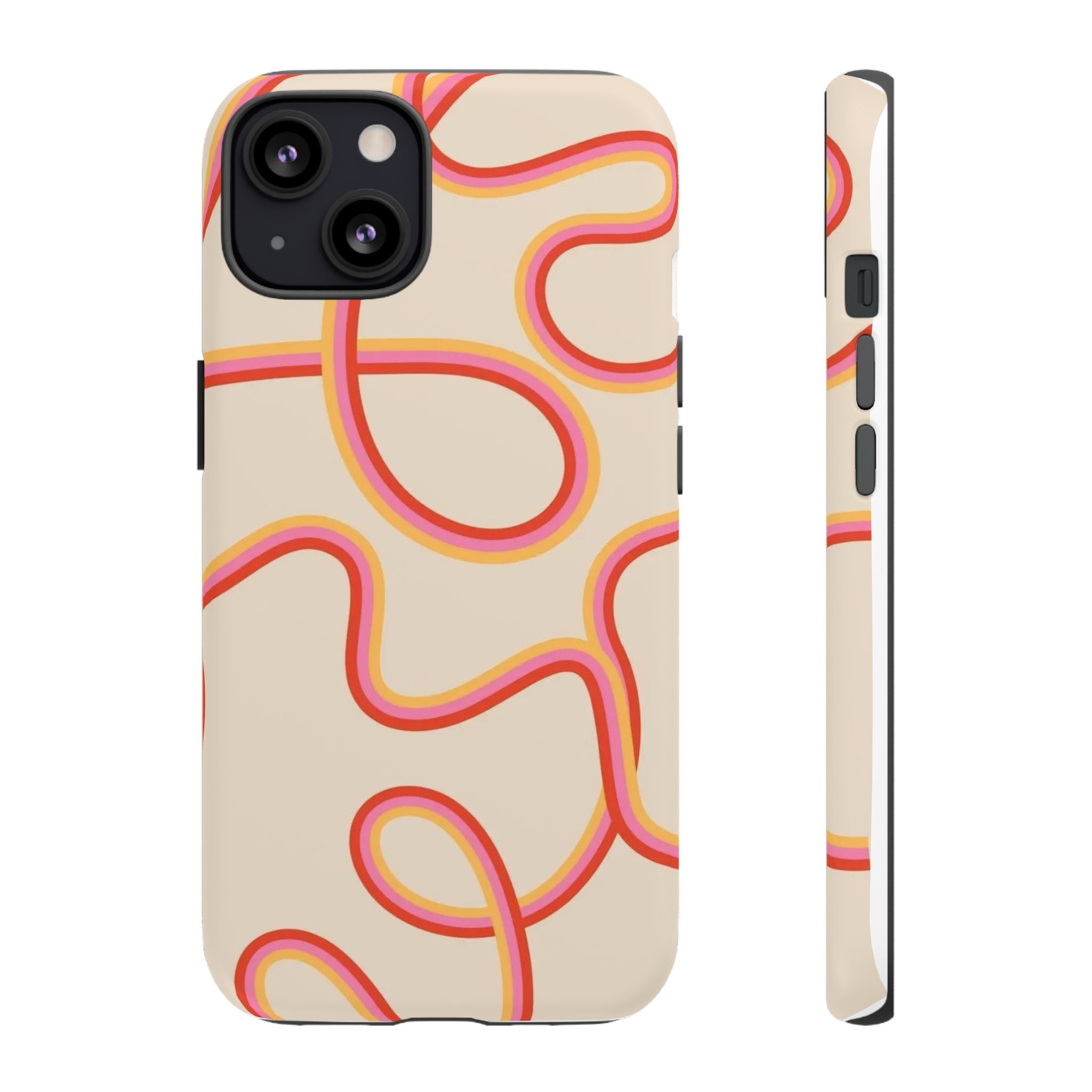 Retro Loop Pattern iPhone Case – Peach & Sunset Abstract Tough Case