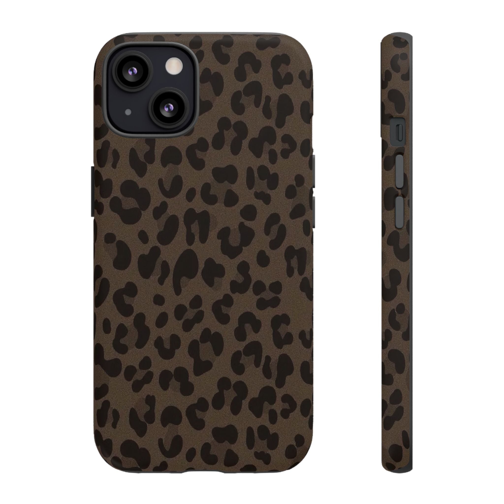 Leopard Print Tough iPhone Case — Durable Brown Animal Pattern Protective Cover