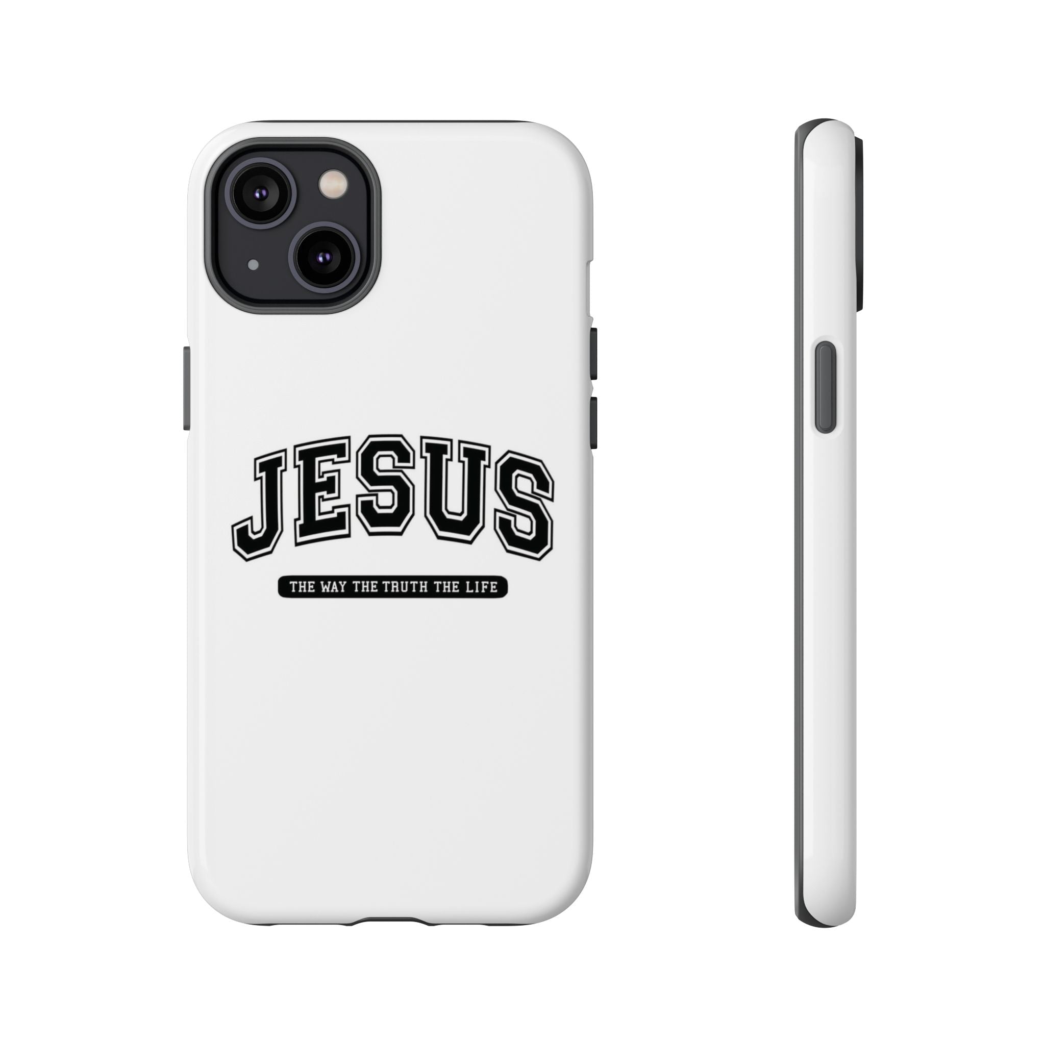 Jesus varsity phone case — 'Jesus: The Way The Truth The Life' tough protective cover