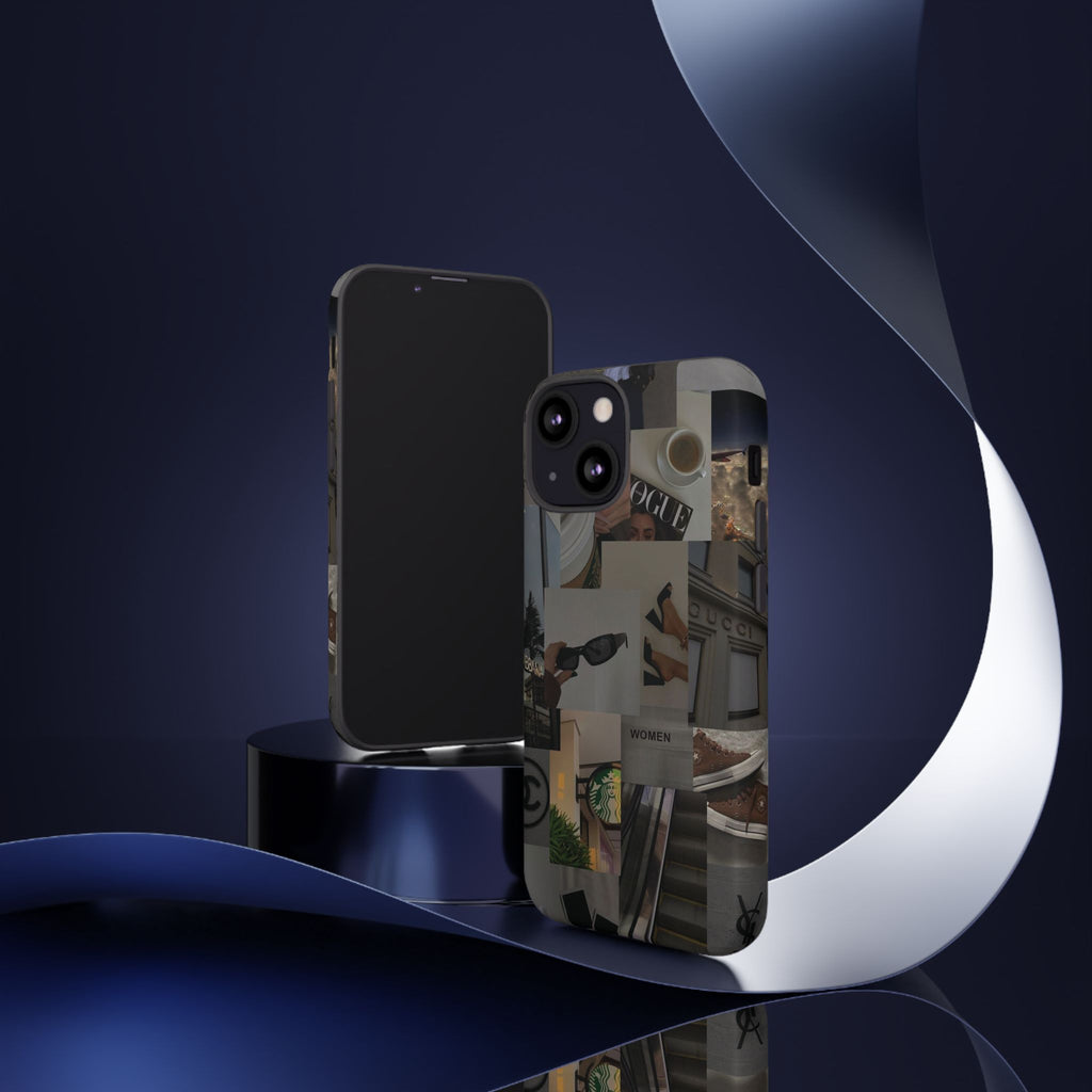 Collage Aesthetic Tough iPhone Case — Chic Cafe & Fashion Mood Board
