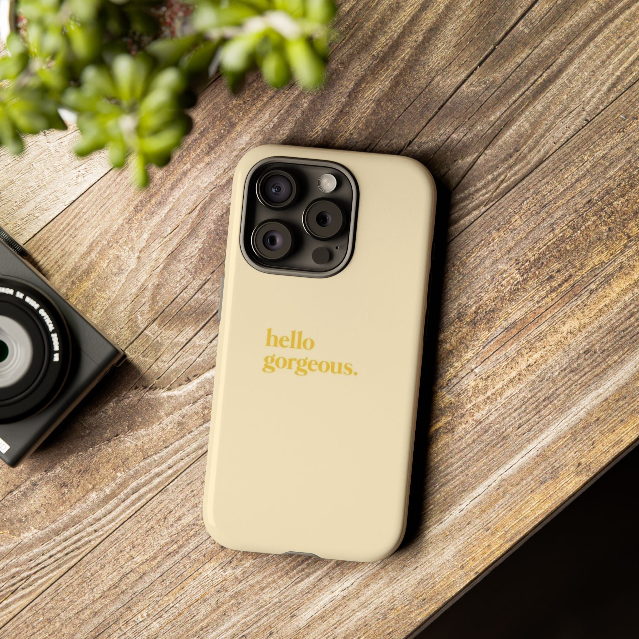 Hello Gorgeous iPhone Case — Cream Tough Protective Cover