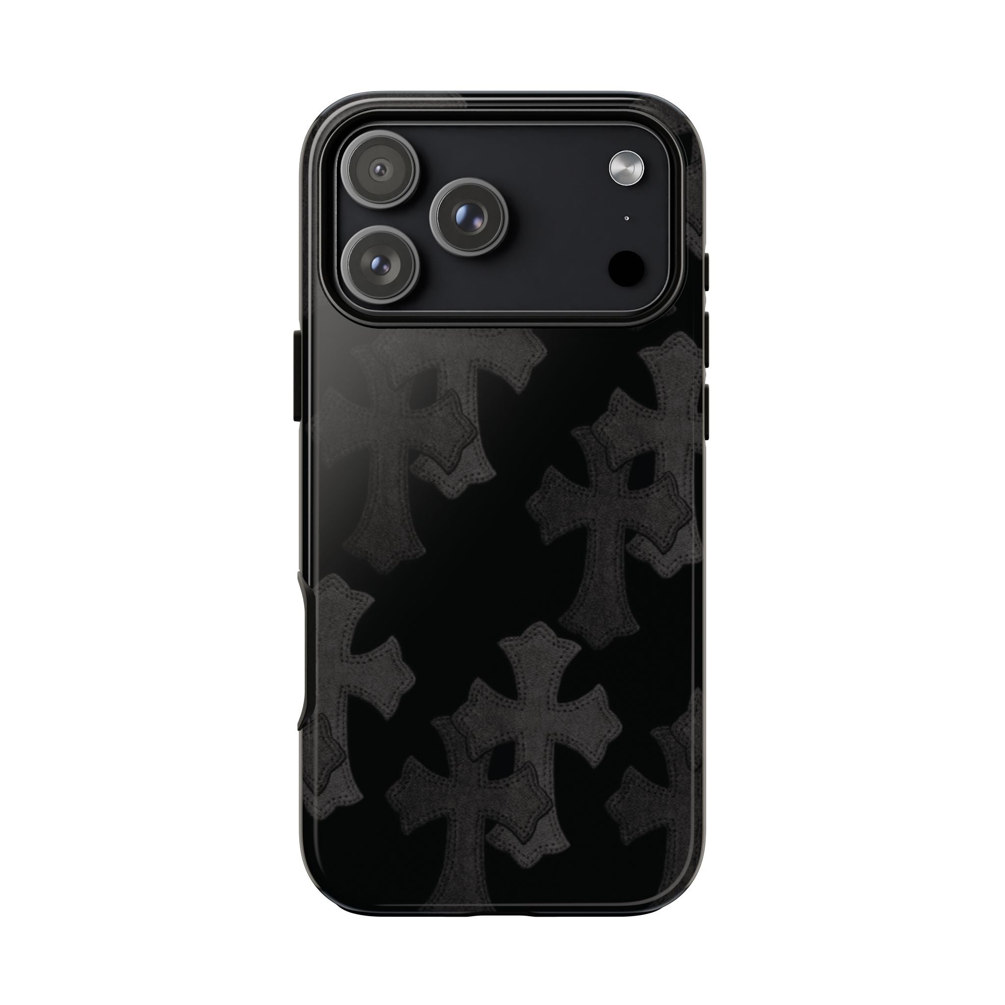 Black Cross Pattern Tough iPhone Case — Gothic Protective iPhone Cover