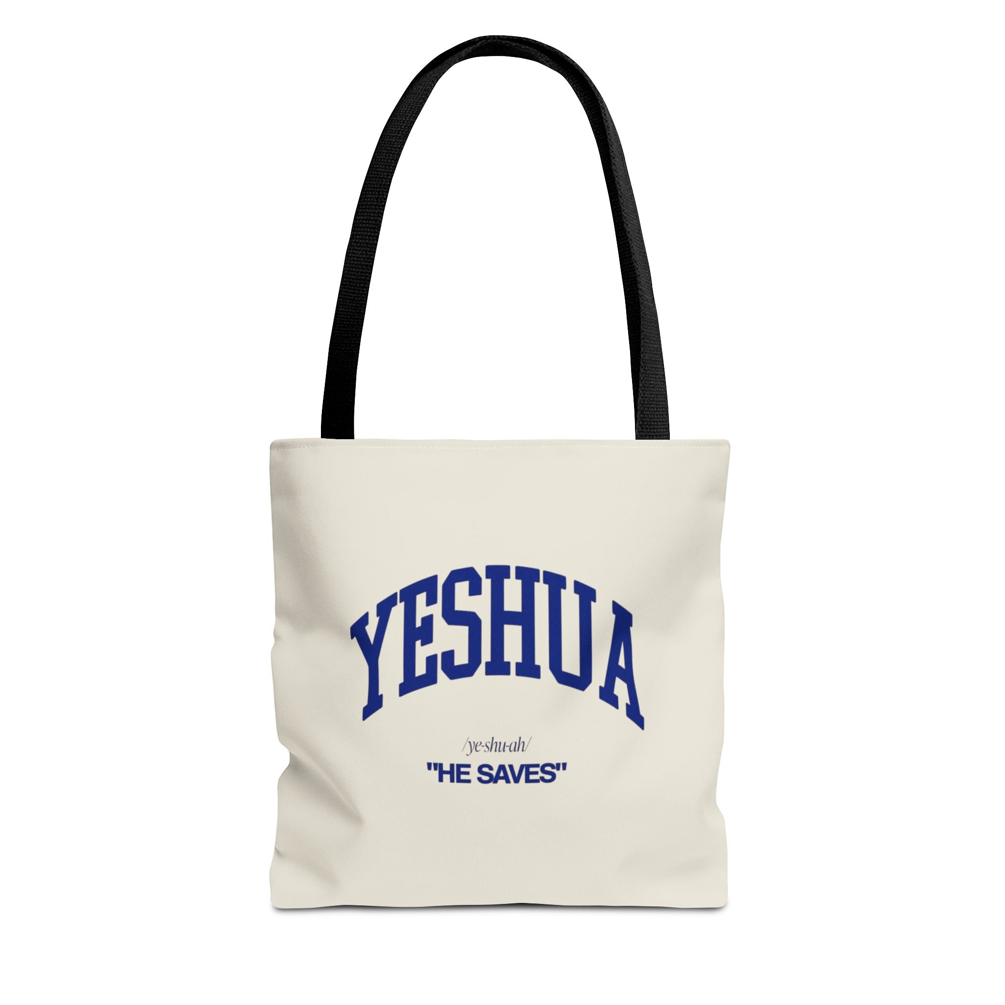 Yeshua 'He Saves' Scripture Tote Bag — Faith-Based Christian Canvas Tote